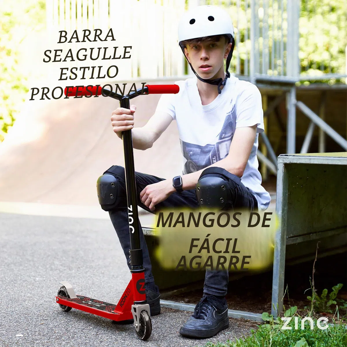 Zinc Icon 2.0 - Patinete para Acrobacias, Color Rojo y Negro