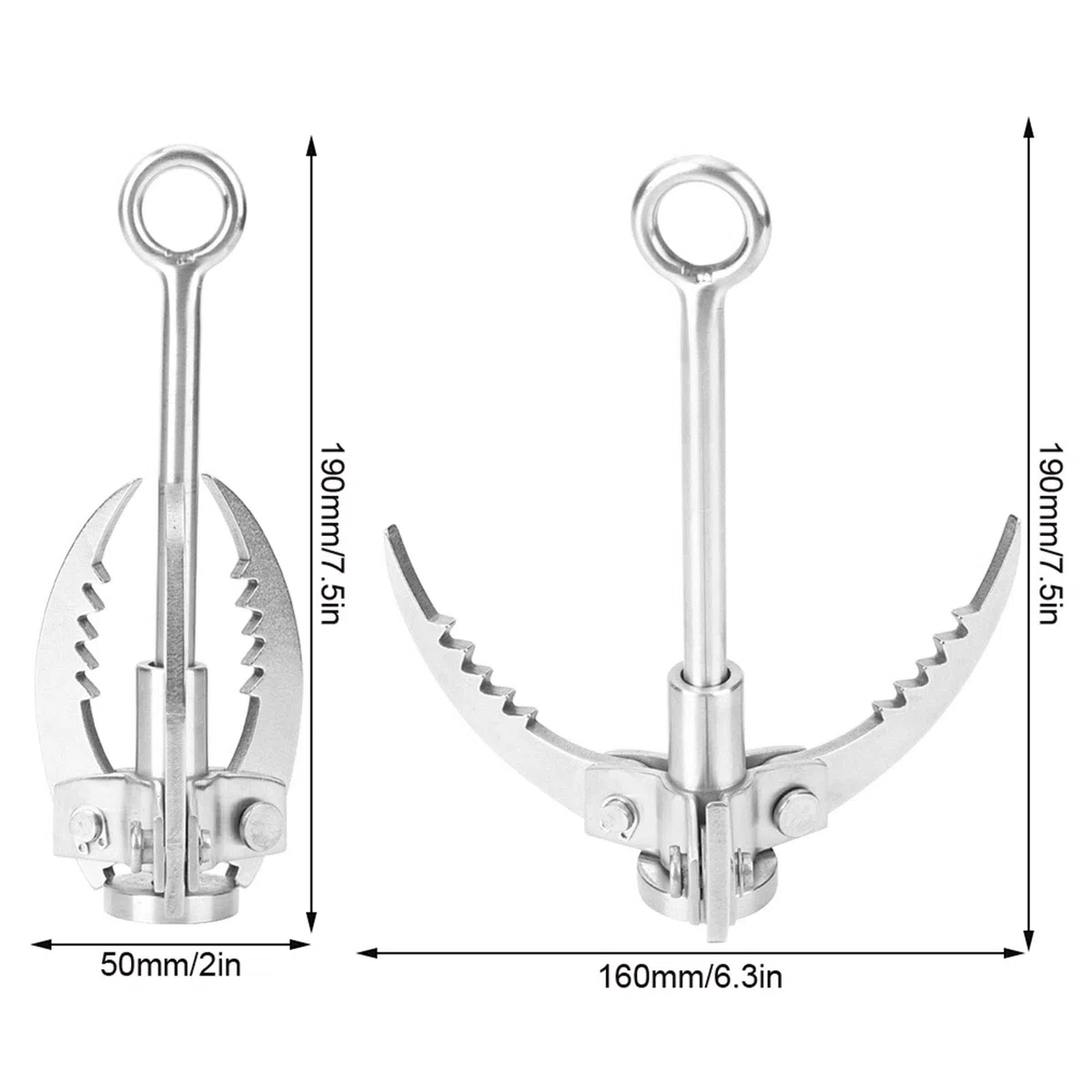 Gancho de Agarre,Acero Inoxidable 3 Garras Plegable para Supervivencia al Aire Escalada Montañismo Aventura