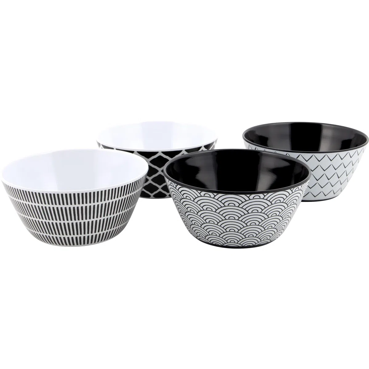 Bo-Camp - Vajilla - Mix & Match - 16 Piezas - Negro/Blanco