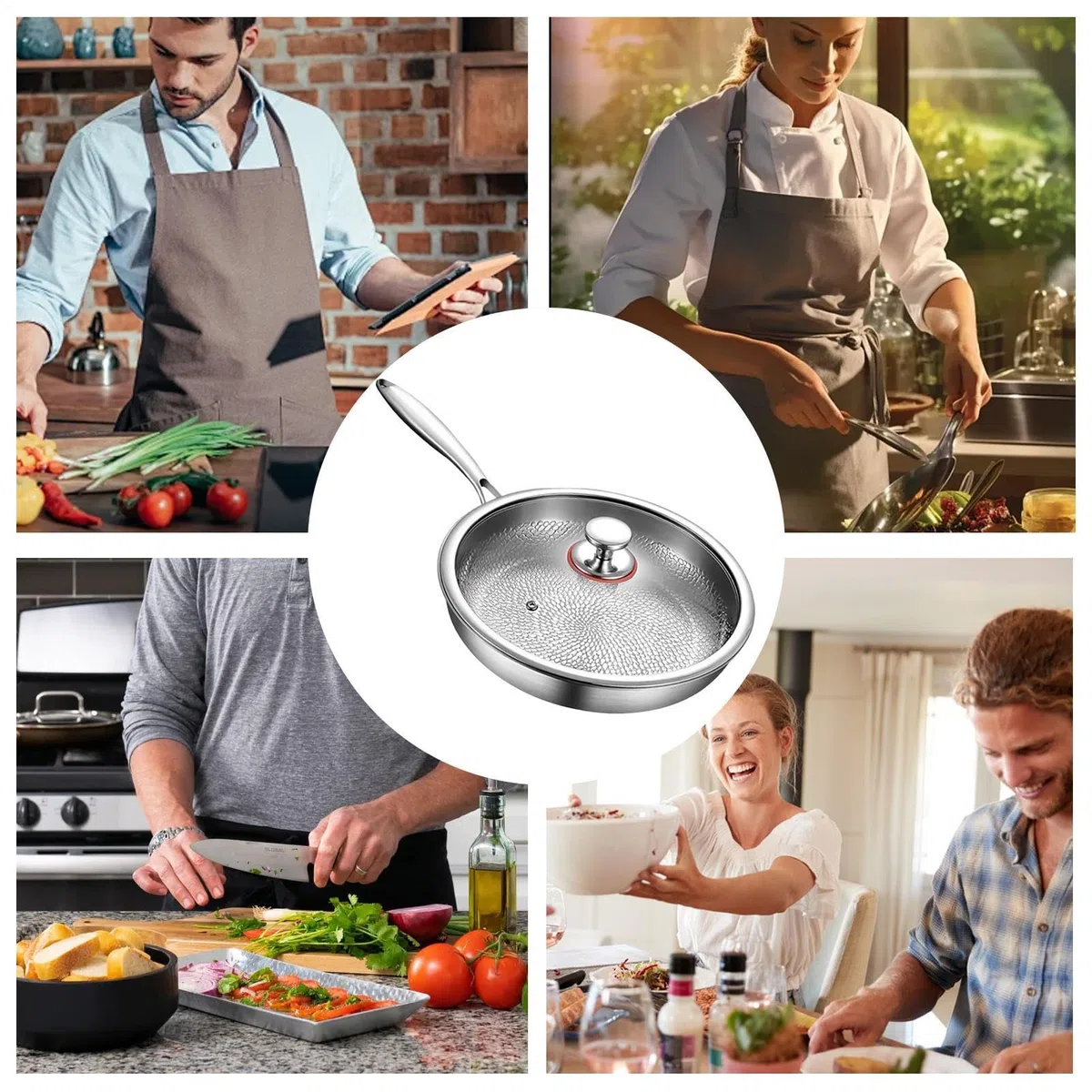 Titanium Kitchen Mental | Notoring Pan Y Espátula Incluido - Woks Y Ollas Para Saltar Carnes, Pescado, Panqueques Y Sartén De Titanio Cocinar Bandeja De Titanio Para Cocinar Bandeja De Titanio Para