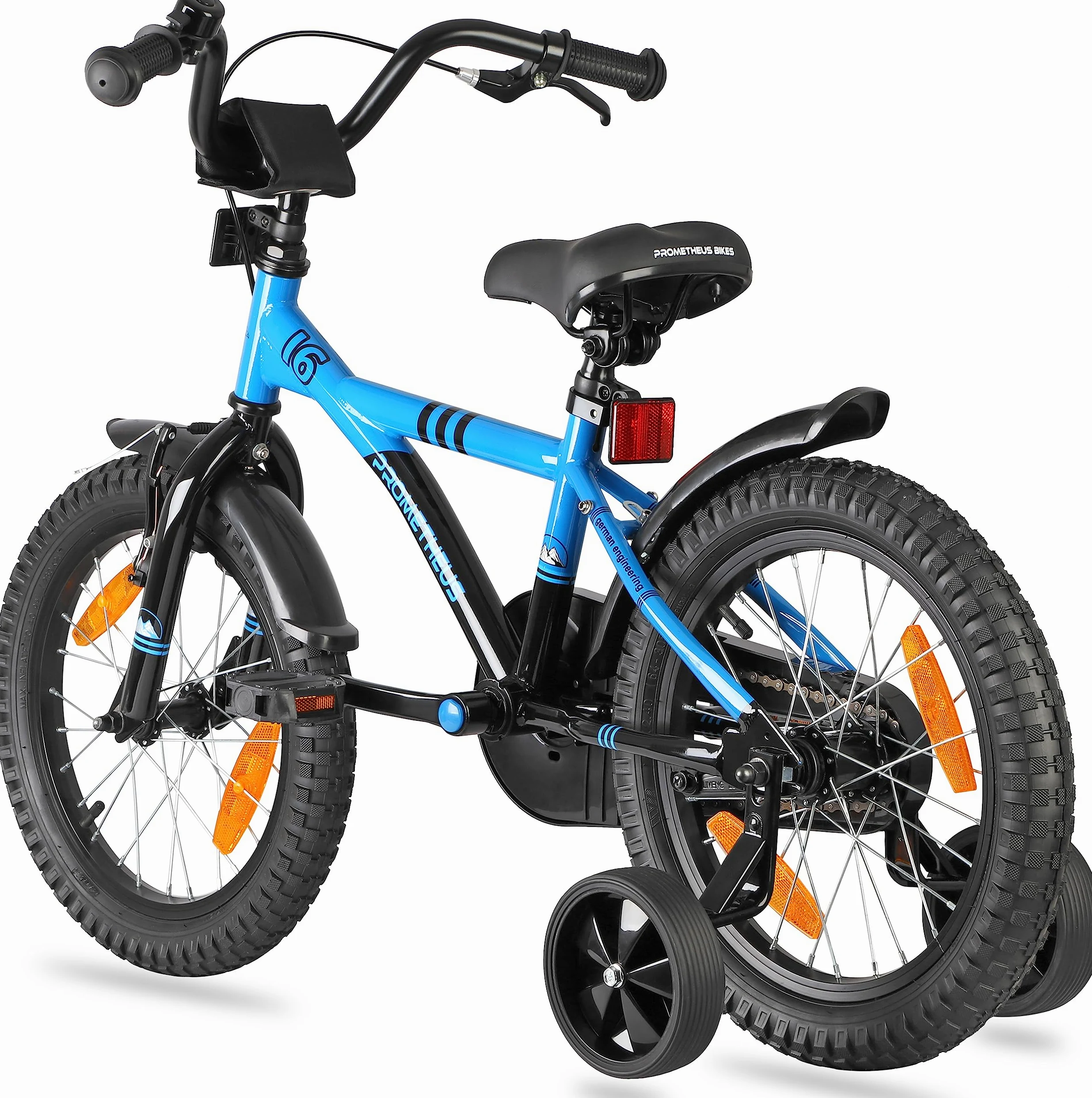 PROMETHEUS BICYCLES Bicicleta niño 5 años Bicicleta niña 16 Pulgadas 4-6 años - Bicicletas niños con ruedines - Bici niños Infantil y Freno contrapedal Azul