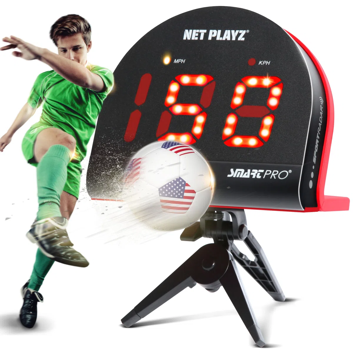 Radares de fútbol, Equipo de Entrenamiento de sensores de Velocidad (Pistolas de Radar Manos Libres, Pistolas de Velocidad de Disparo, Regalos de fútbol, Gadget de Alta tecnología y Equipo para