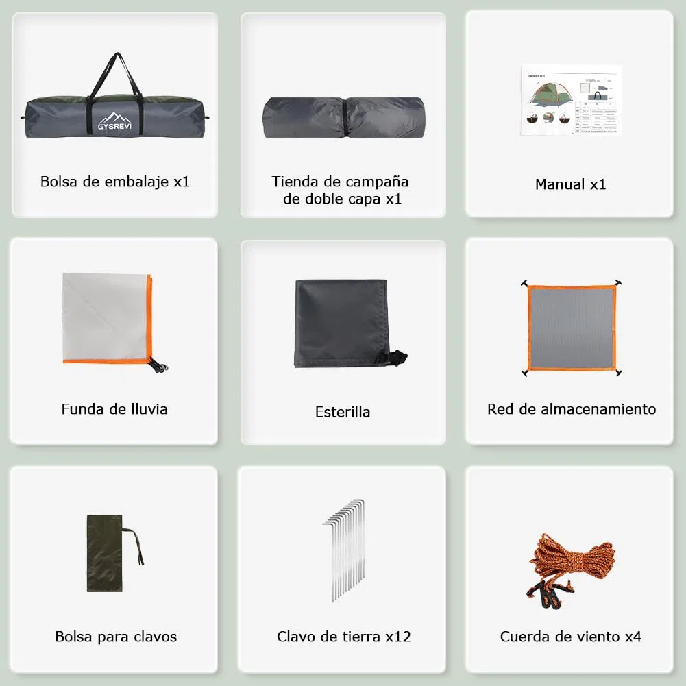 Tienda de Campaña 2-3 Personas, Tienda Pop Up Portátil, Tienda Instantánea con 2 en 1 Doble Capa, Anti Impermeable Viento, para Camping, Familiar, Senderismo, Mochileros