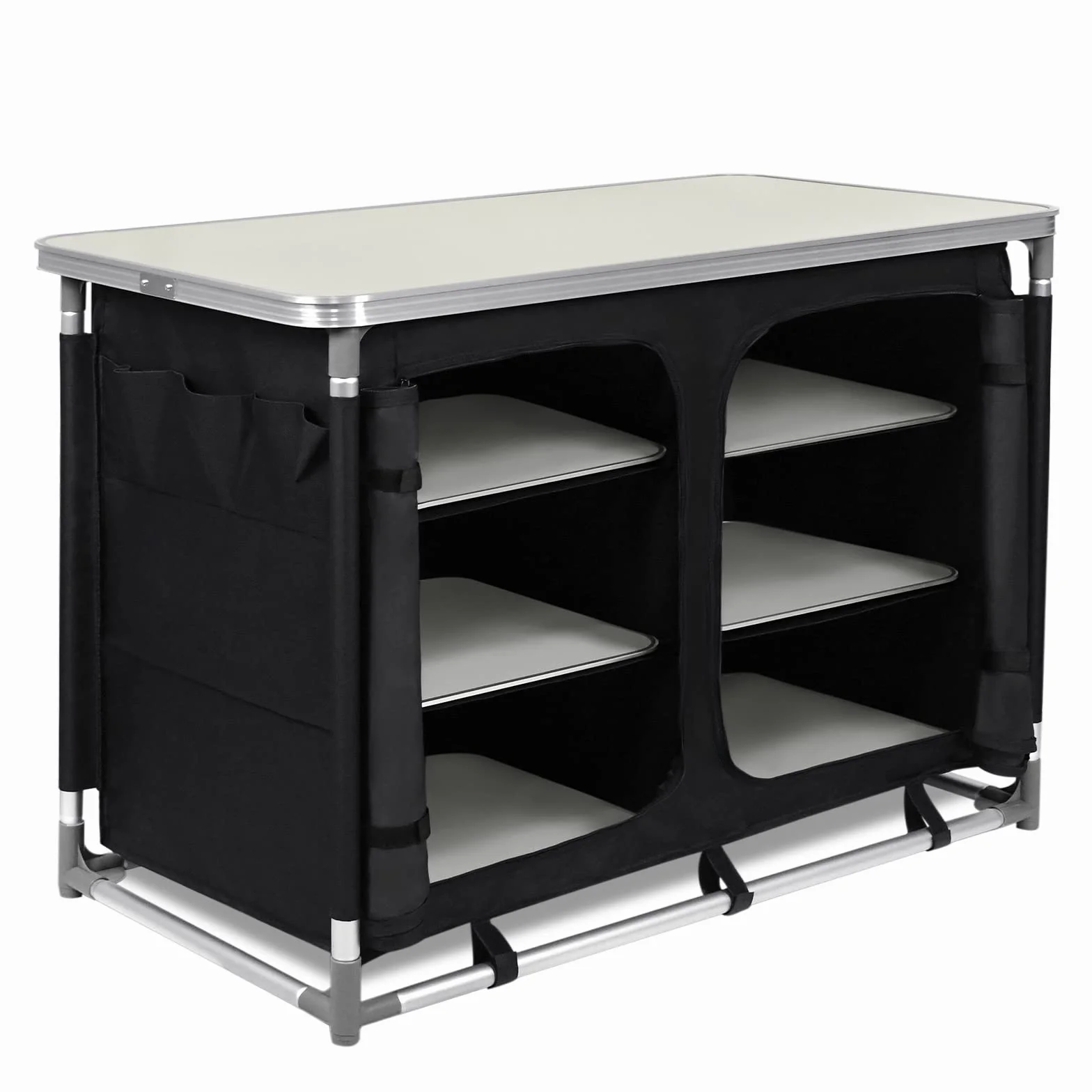UISEBRT Cocina de camping plegable, armario de camping con estructura de aluminio, cocina de viaje, cocina al aire libre, camping, cocina, incluye bolsa de transporte