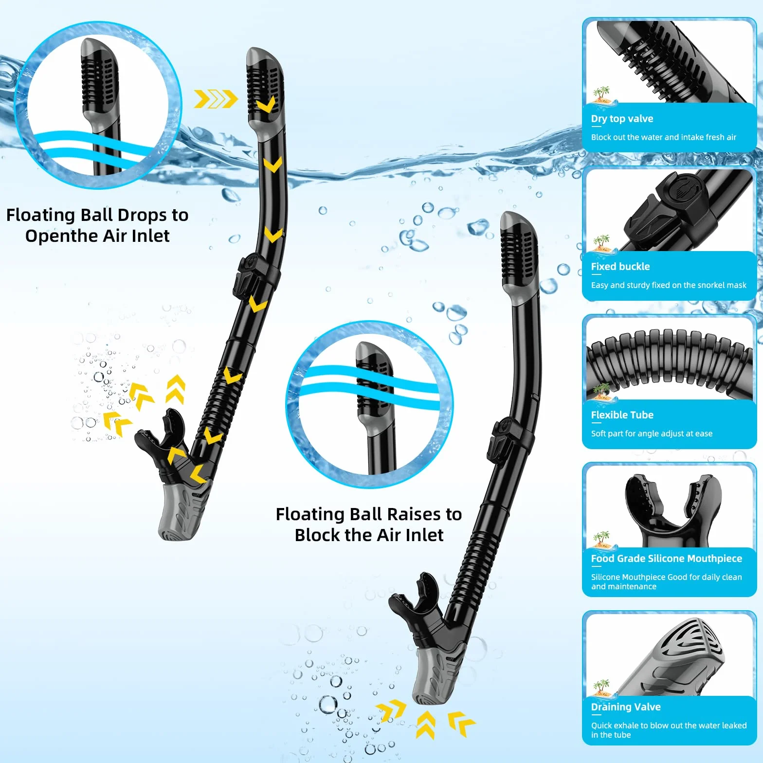 Máscara y Aletas,Esnórquel settauch Set, Snorkel Set,Gafas de Buceo,Funda Aletas, Gafas de Buceo Buceo Swim Mask Snorkel Aletas Snorkel para Adultos y Jóvenes