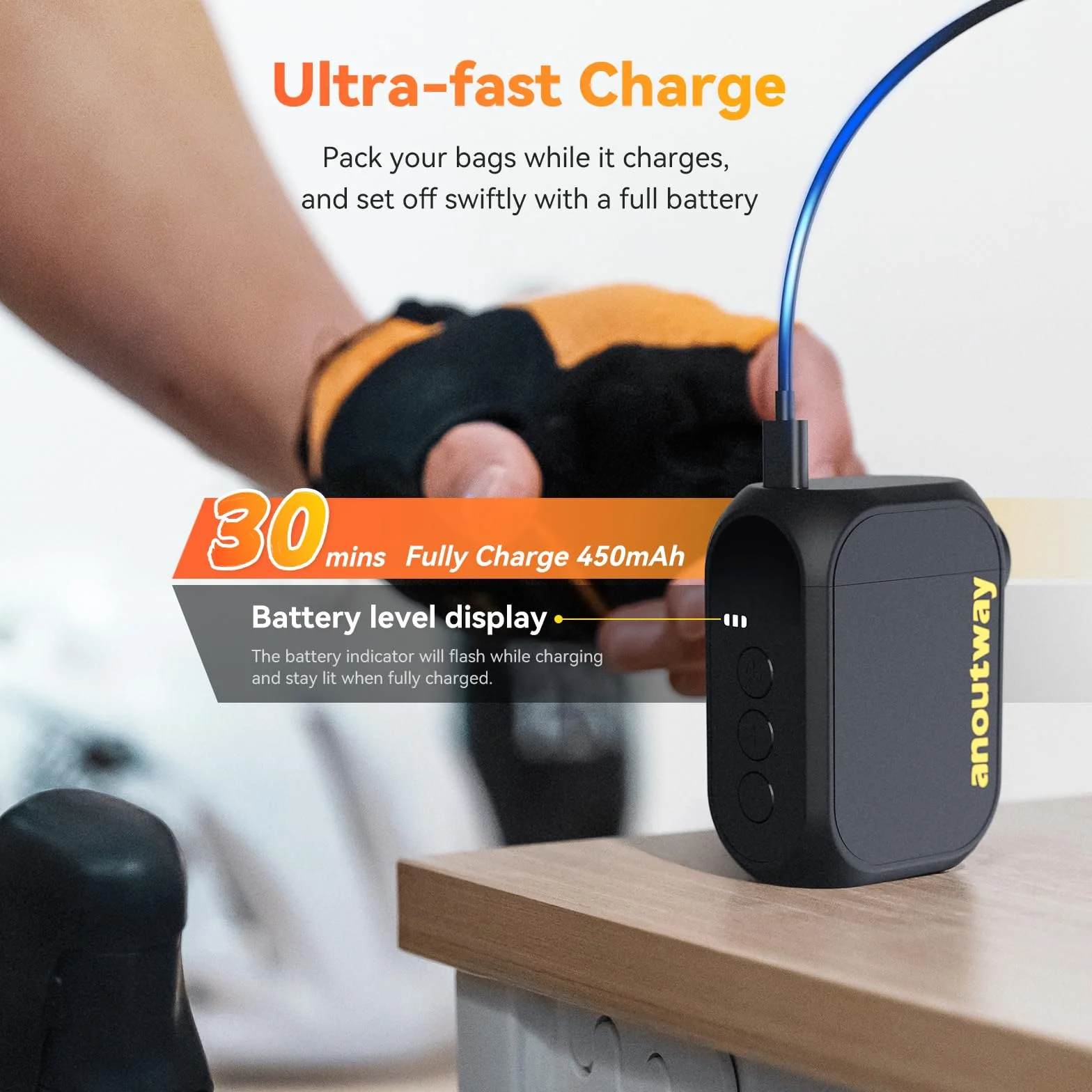 Mini Bomba de Aire Eléctrica para Bicicleta con Manómetro Digital - Apagado Automático para Bicicleta de Montaña y Ciudad AT1 Pro