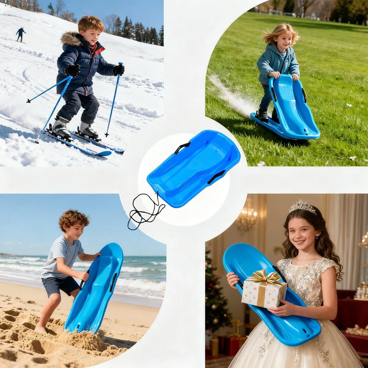 Trineos De Nieve para Niños Y Adultos,Equipo de Trineo Ligero | Disco para Niños Skiboard | para Playa Montañas Hielo Hierba Hombres Mujeres Niñas Jóvenes Adolescentes