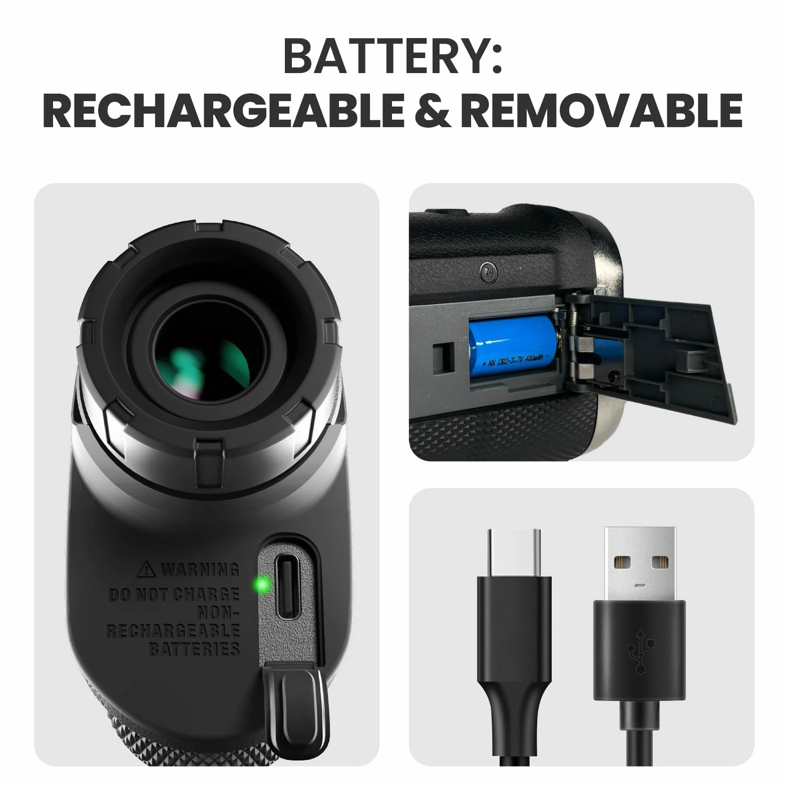 MiLESEEY Telemetro Golf Recargable con Interruptor de Pendiente On/Off, Telémetro Láser Magnético de 1000M Bloqueo de Bandera Vibración para Carrito de Golf, Precisión de ±0,5M