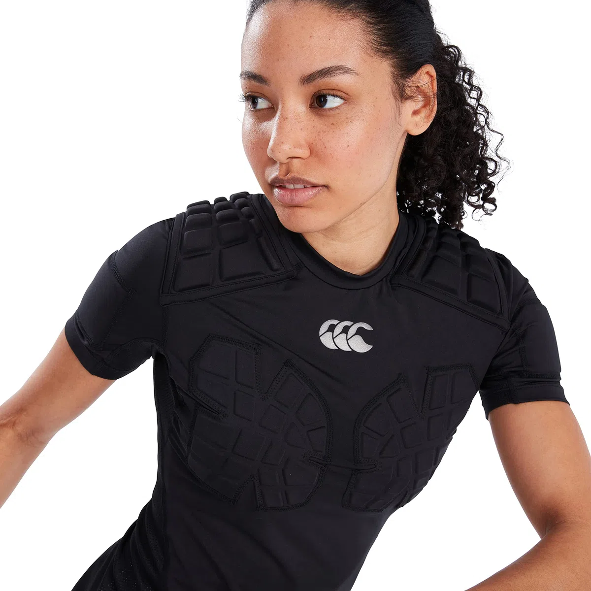 Canterbury Mujeres Chaleco de Protección Pro | Protección en Hombros, Pecho y Bíceps | Secado Rápido VapoDri | Malla Transpirable | Negro