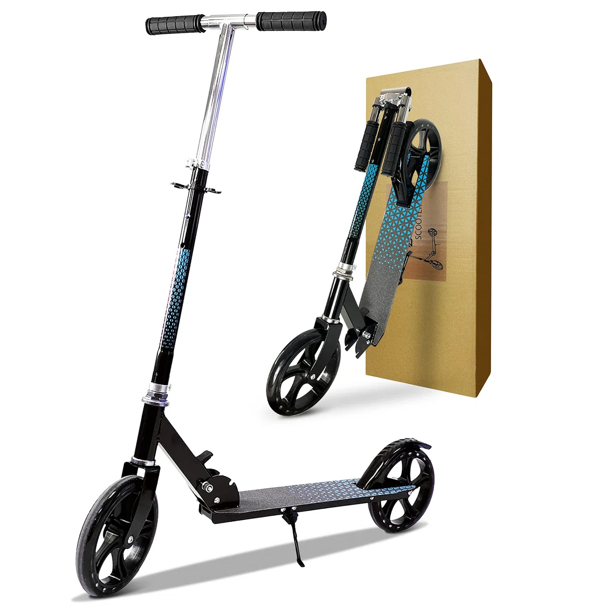 ZWHEEL Patinete Plegable para Adultos y Niños, Manillar Ajustable, Ruedas Grandes de 20cm, Freno Trasero, Carga Máxima 100kg