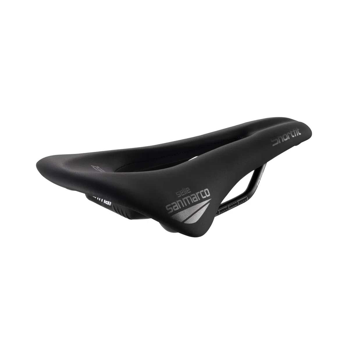 Selle San Marco SHORTFIT 130 - Sillín de Bicicleta de Carretera Corto y Ergonómico con Hueco Central - Talla S3, Negro