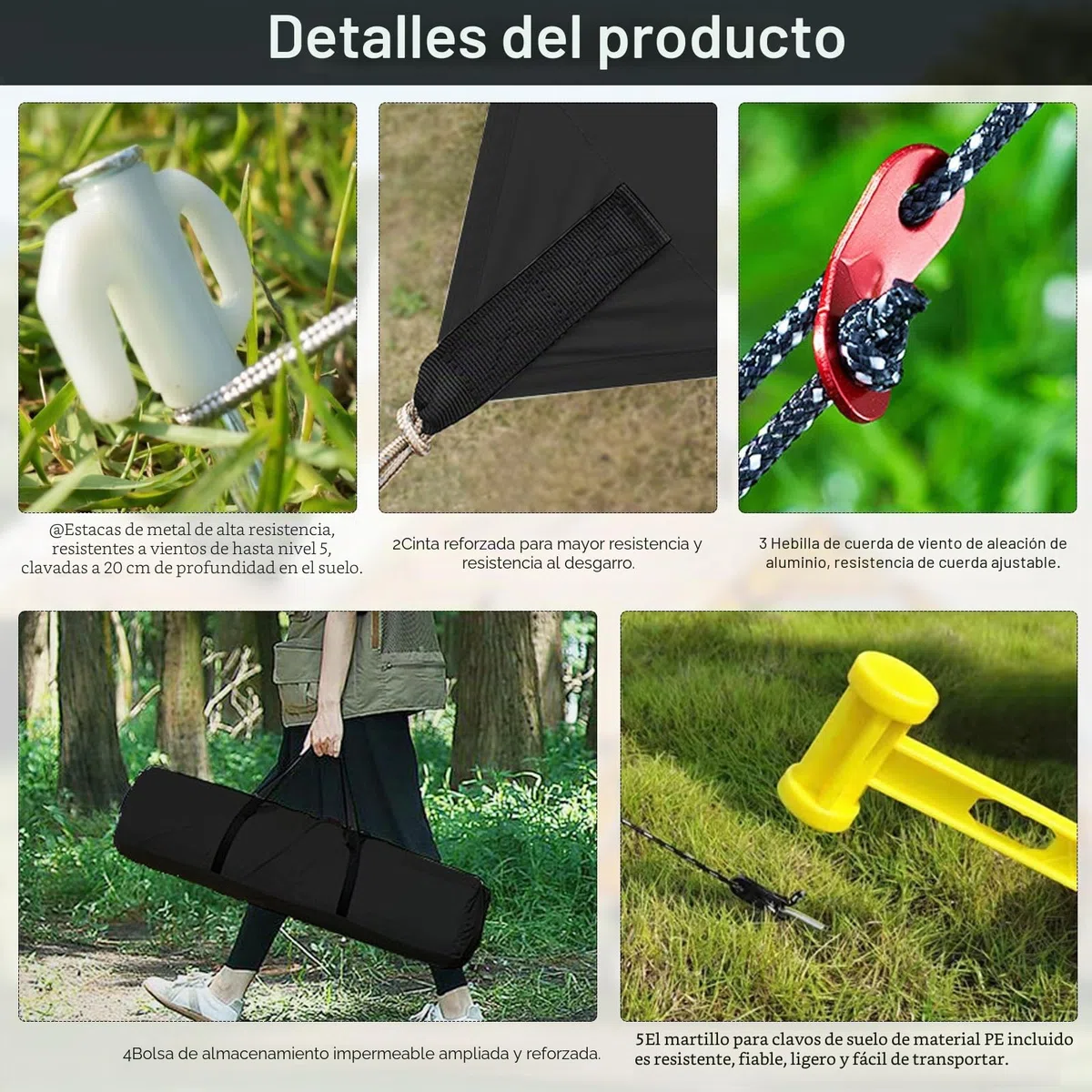 Kit de Toldos para Coche 200x300cm, con 2 Postes, 8 Cuerdas de Amarre, 8 Estacas, 2 Ventosas, Bolsa de Almacenaje y Saco de Transporte, UPF50+, PU3000+ Impermeable, para Aventuras Off-Road (Negro)