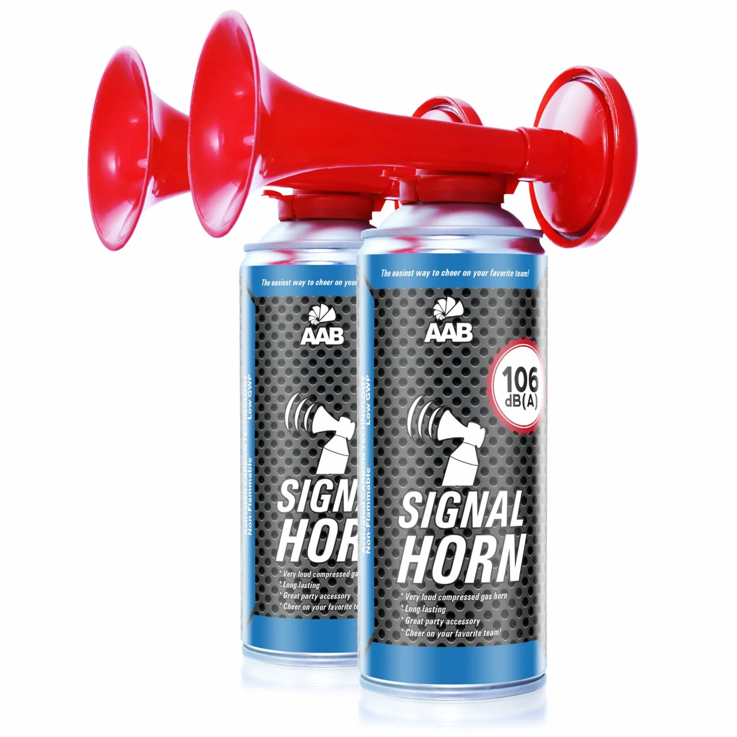AABCOOLING 2X Signal Horn 106 dB(A) - hasta 120 señales, Silbato de Señal Fuerte, Bocina Barco, Bocinas de Aire, Deportes acuáticos, Bocina Sirena, Sirena de Niebla para Barco, Náutica, Spray