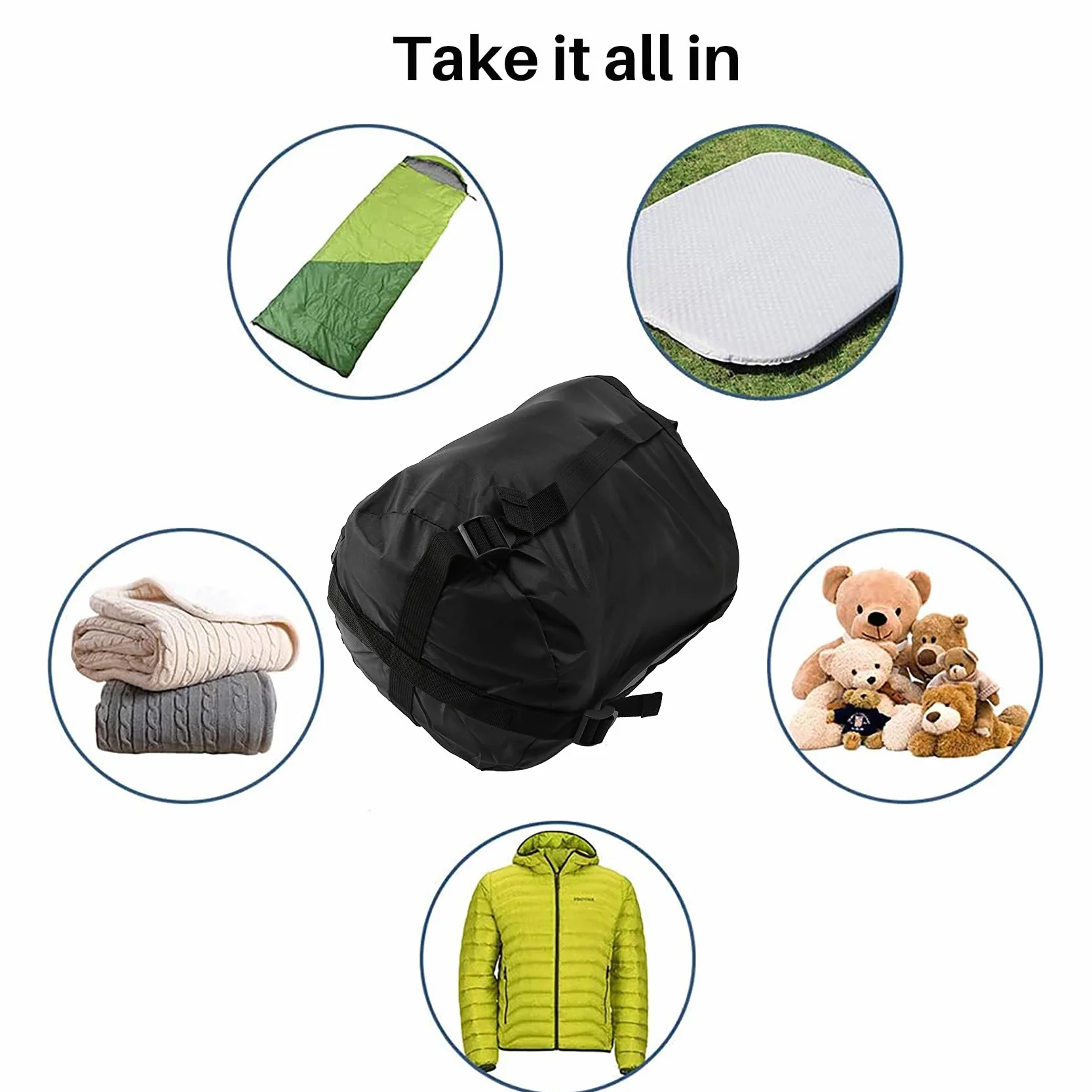 Bolsa de compresión ligera, impermeable, de dormir, bolsa de almacenamiento para camping, senderismo, viajes y actividades al aire libre