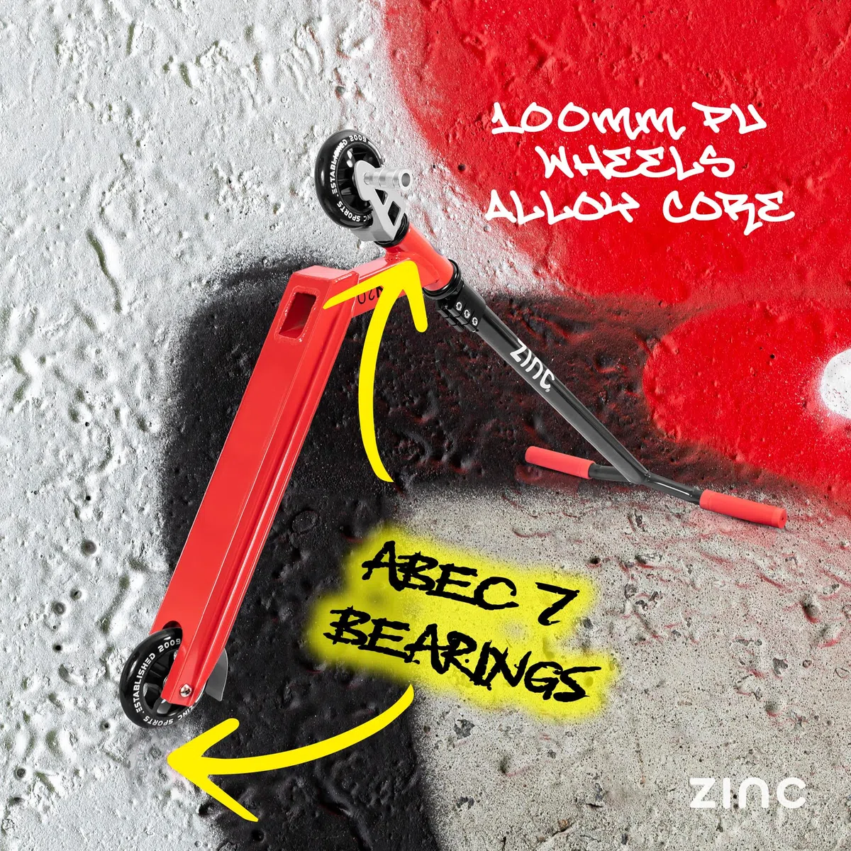 Zinc Icon 2.0 - Patinete para Acrobacias, Color Rojo y Negro
