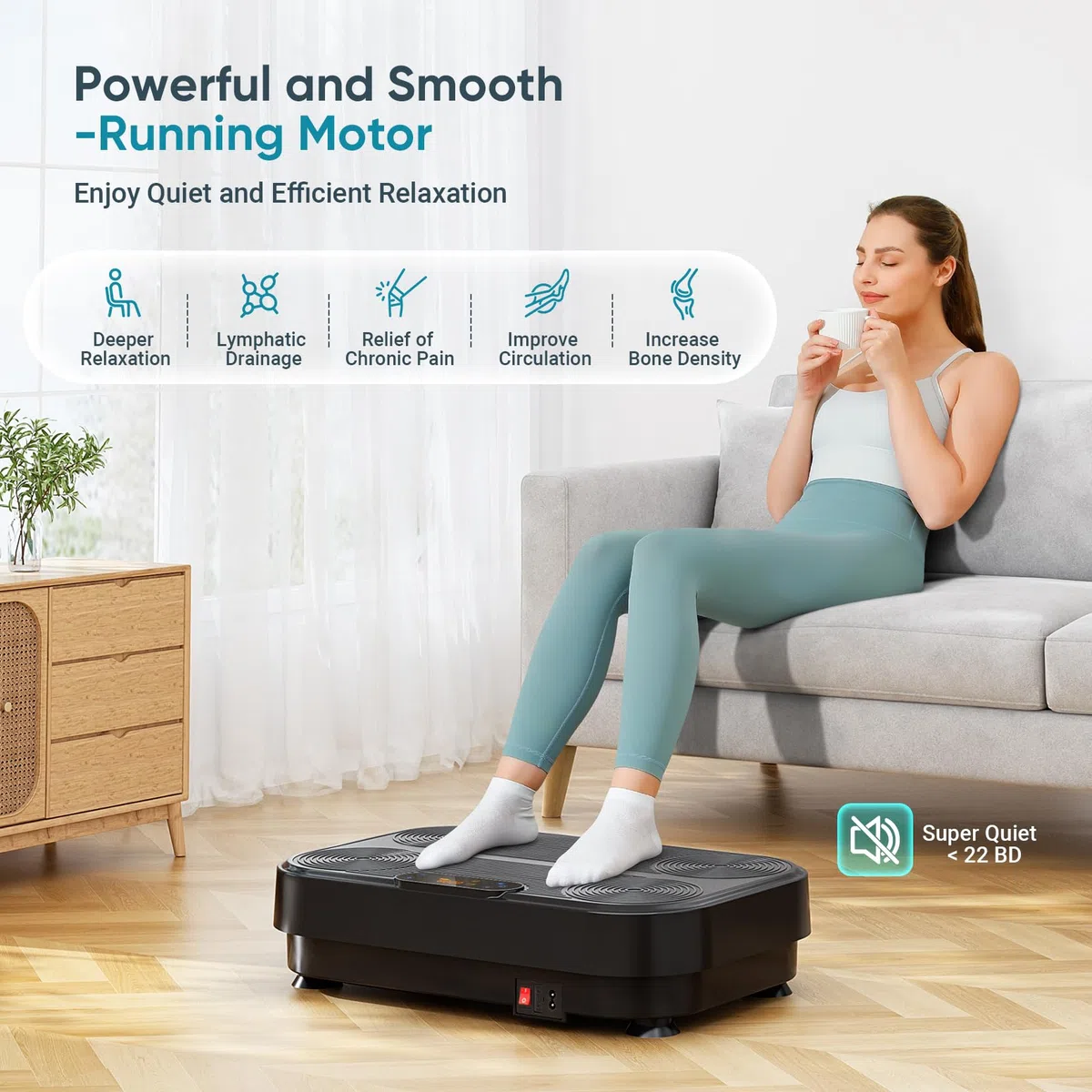THERUN Plataforma Vibratoria para Casa, Plataforma Vibración Muscular con 99 Niveles de Intensidad y 5 Programas Preestablecidos, Entrenamiento de Cuerpo Completo y Tonificación Muscular