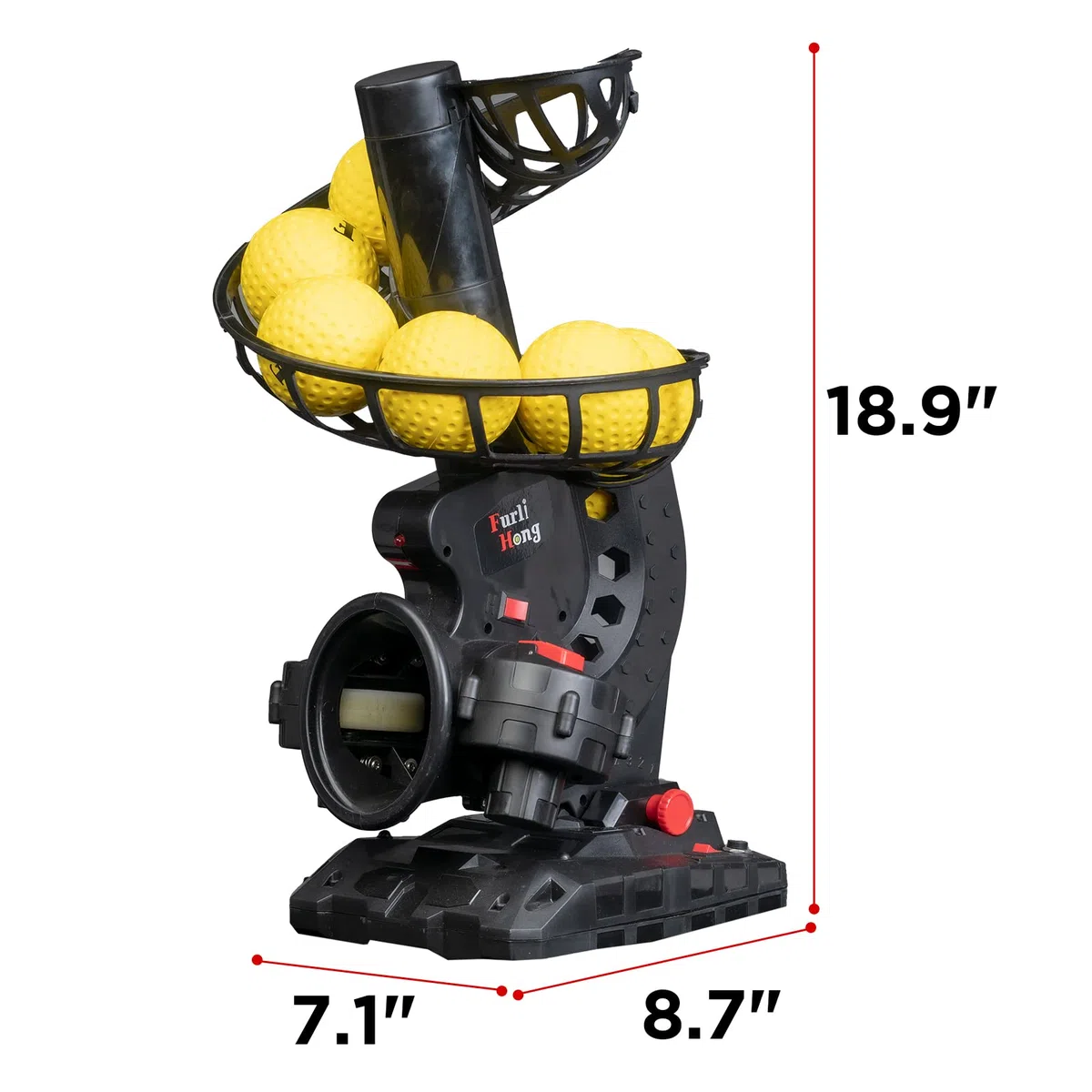 Furlihong Máquina electrónica de lanzamiento de béisbol mejorada, ángulos ajustables, temporizador y velocidad, adaptador de CA o funciona con pilas, viene con 8 bolas con hoyuelos, para práctica de bateo y campo de bajo nivel