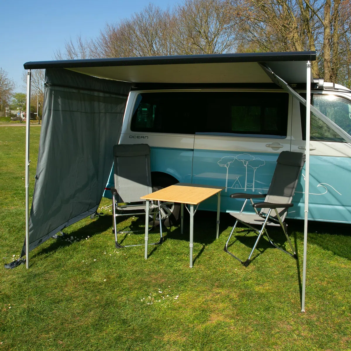 your GEAR Campingbus Sun + Rain Blocker Side Walls – 2 paneles laterales para toldo con 2 m de extensión
