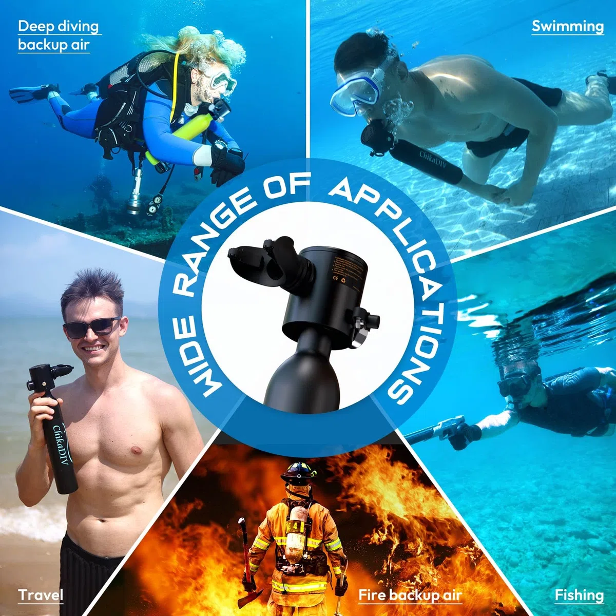 C300Plus Botella Aire Buceo 0.5L Mini Botella Buceo con Capacidad de 15 a 20 Minutos Portátil Respirador SubacuáTico para Viajes Buceo Equipo de Buceo para-Nadar Rescate