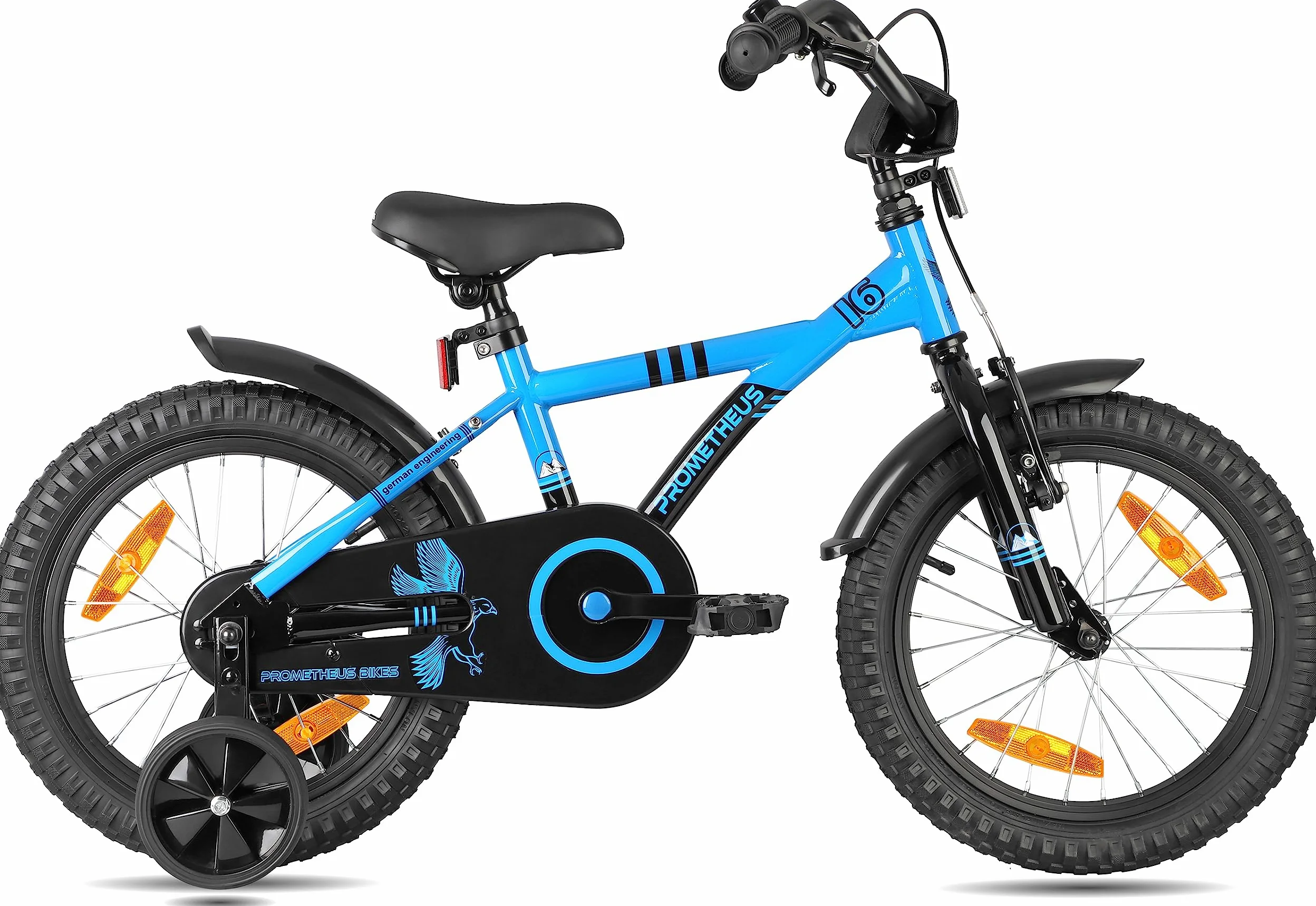 PROMETHEUS BICYCLES Bicicleta niño 5 años Bicicleta niña 16 Pulgadas 4-6 años - Bicicletas niños con ruedines - Bici niños Infantil y Freno contrapedal Azul