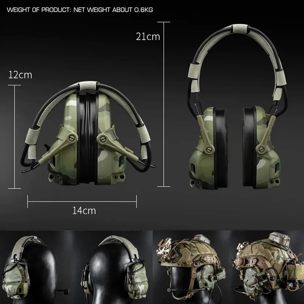 ACEXIER Auriculares Tácticos Militares Caza Tiro Reducción de Ruido Auriculares para Ops Core ARC y Wendy M-LOK Casco Montado en la Cabeza Doble Uso