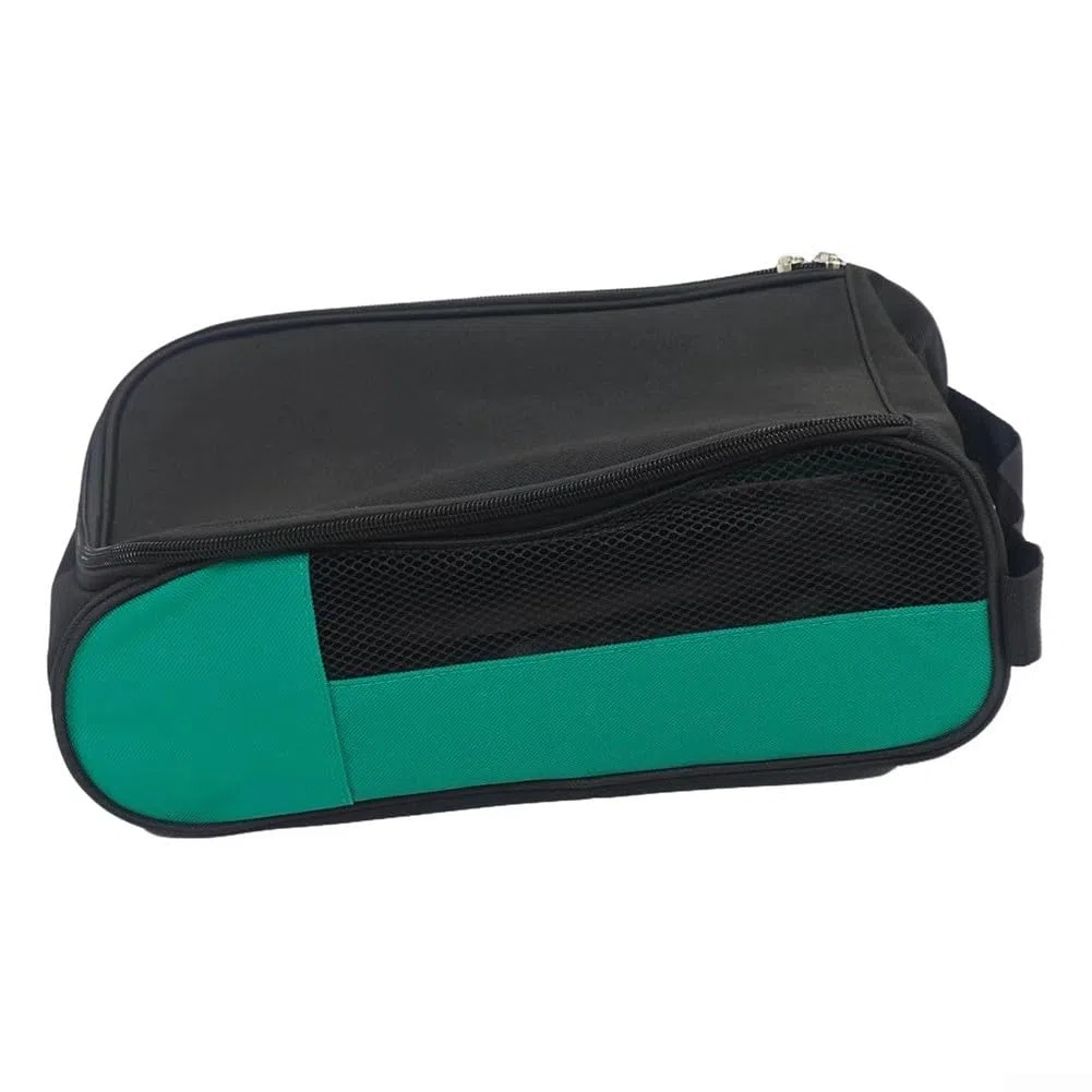 Bolsa de viaje para zapatos de golf, portátil, impermeable y resistente al polvo, funda de tela Oxford (negro)