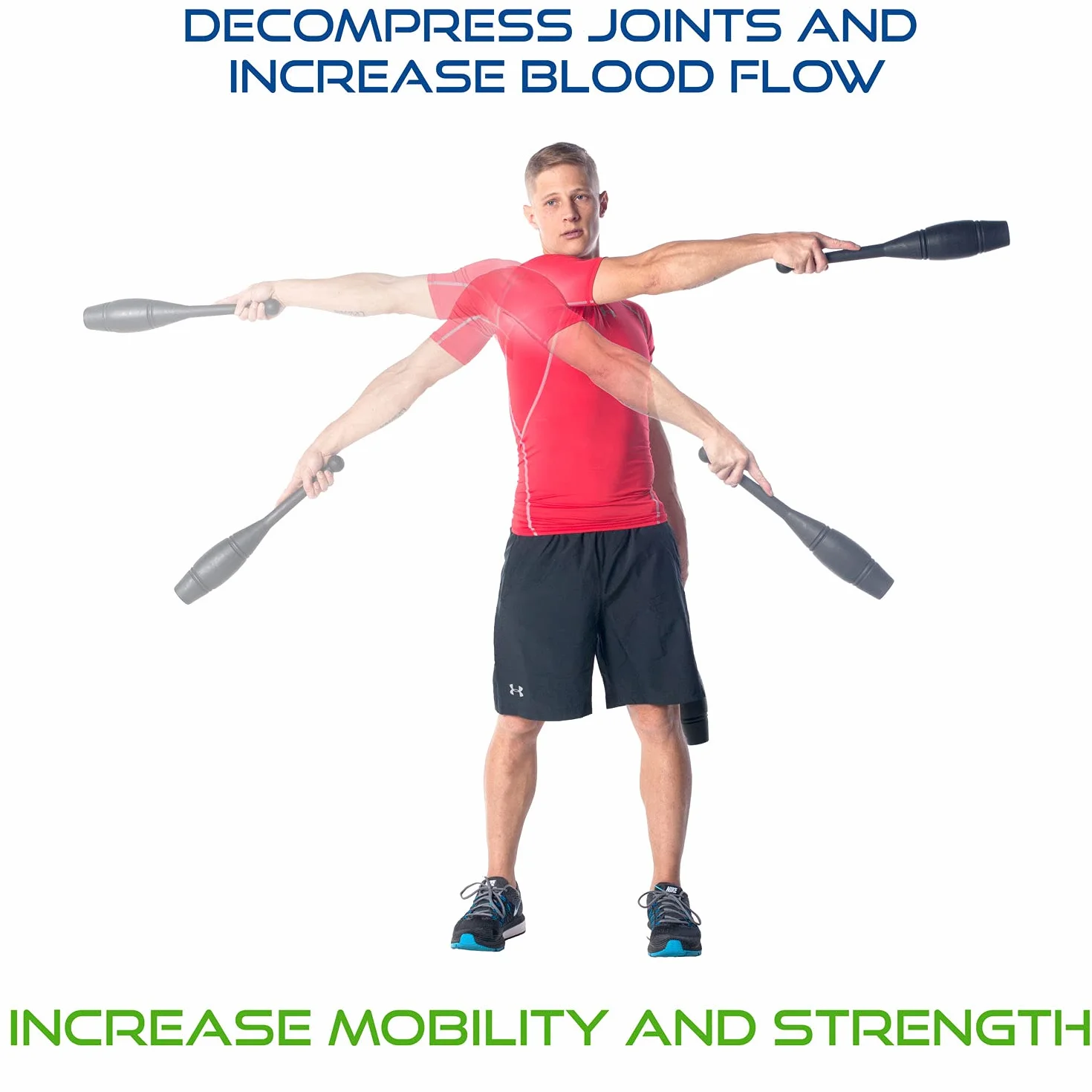 Ultimate Body Press Indian Clubs 1lb, 2lb and 3lbs Pairs