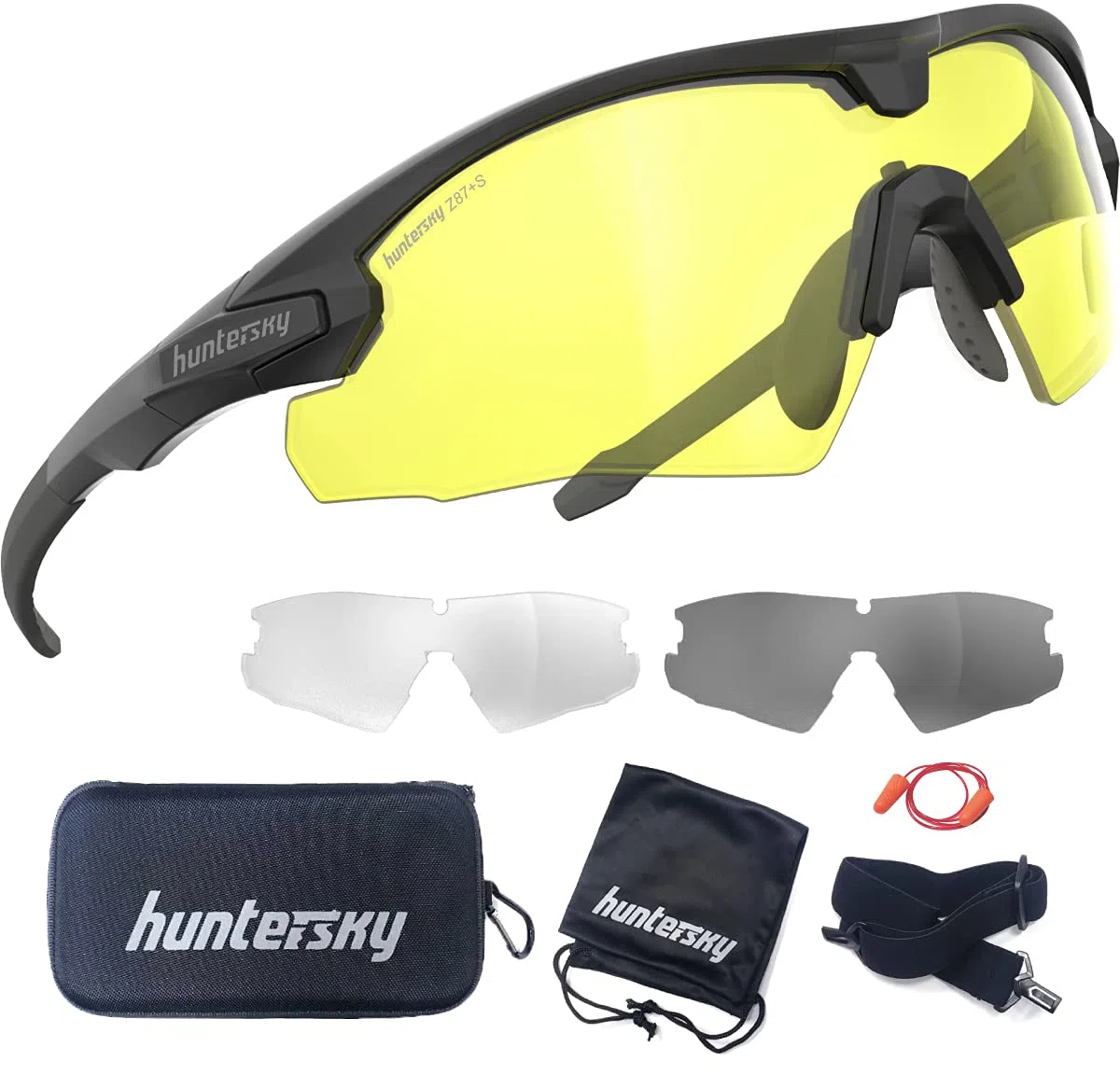 HTS HUNTERSKY Gafas de seguridad de tiro para hombre, airsoft, caza, equitación, antivaho, grado militar, balístico, táctico, gama Pro