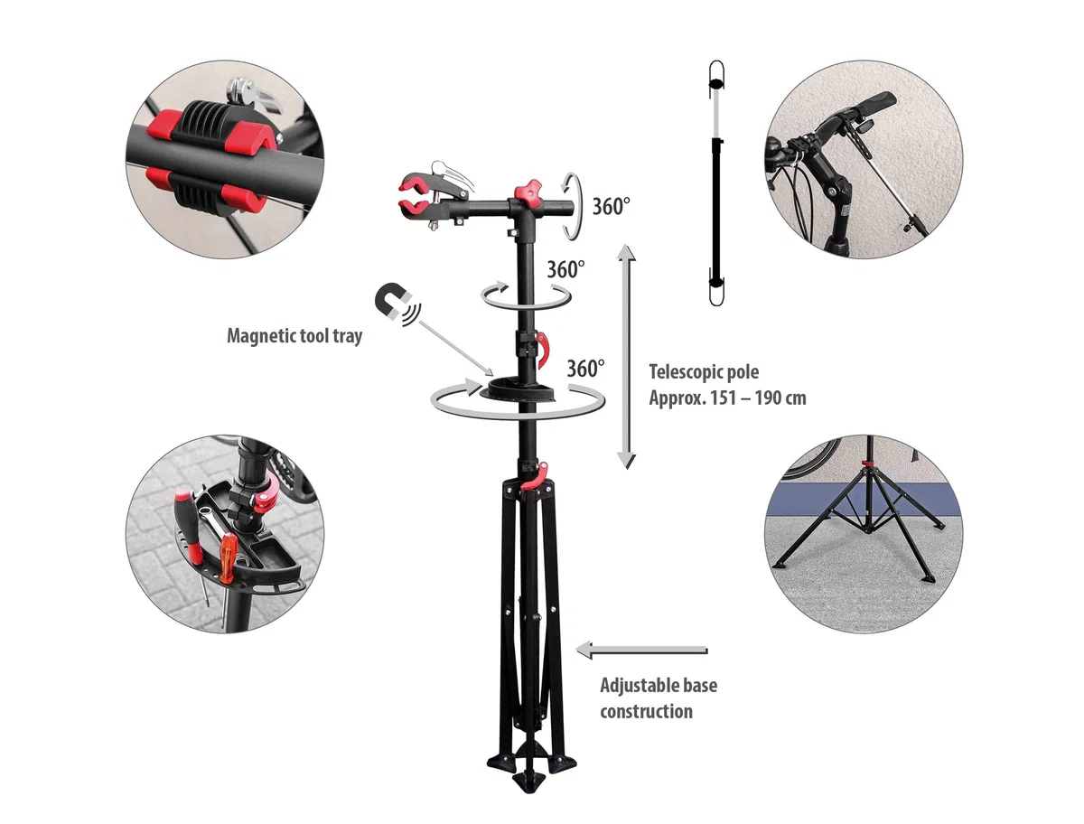 Eufab 16414 - Caballete profesional de 4 patas para bicicleta
