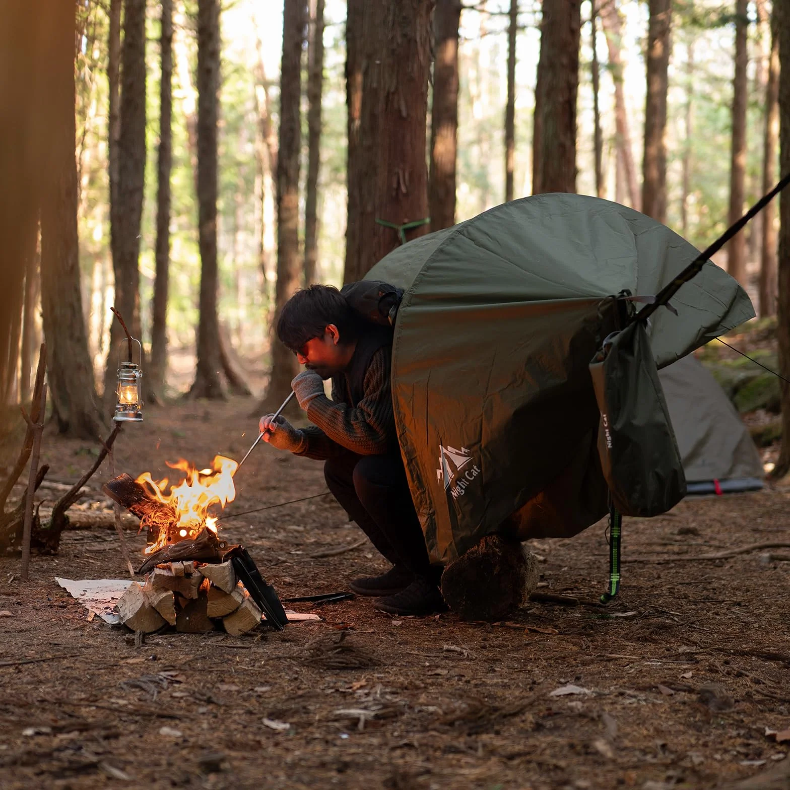 Night Cat Hamaca Tienda con Mosquitera Impermeable Rainfly para 1 Persona Senderismo Camping en Jardín Patio Trasero Wild