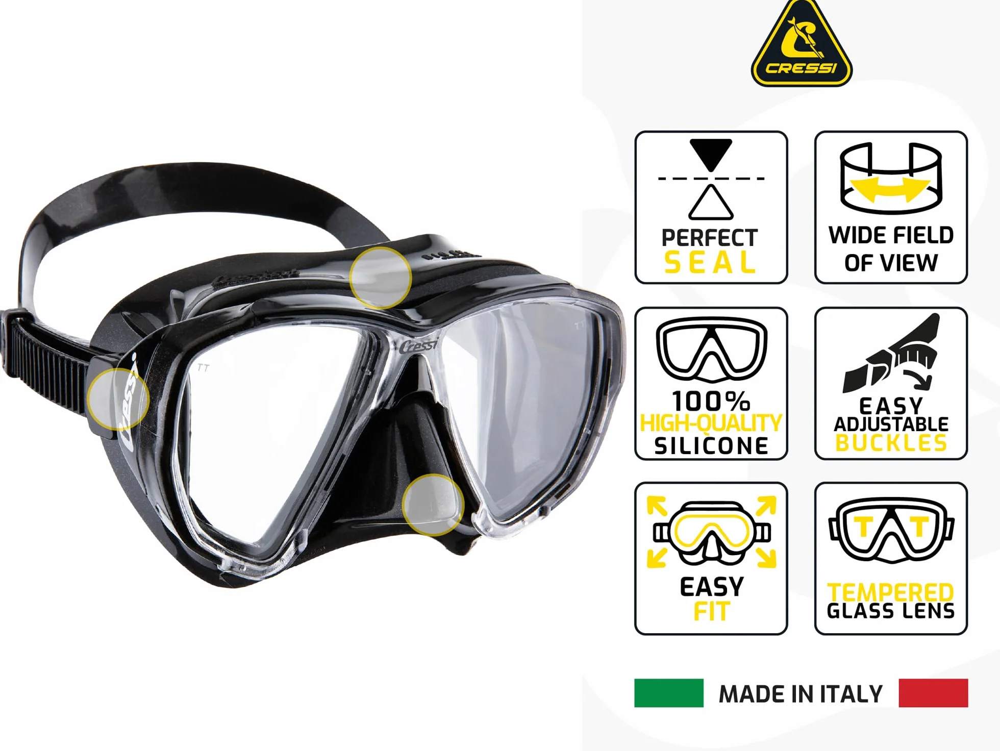 CRESSI Big Eyes + Seal Dry Combo - Set Combinado para Adultos Máscara Big Eyes y Innovador Snorkel Seal Dry, Ideal para Buceo y Snorkeling, Talla Única