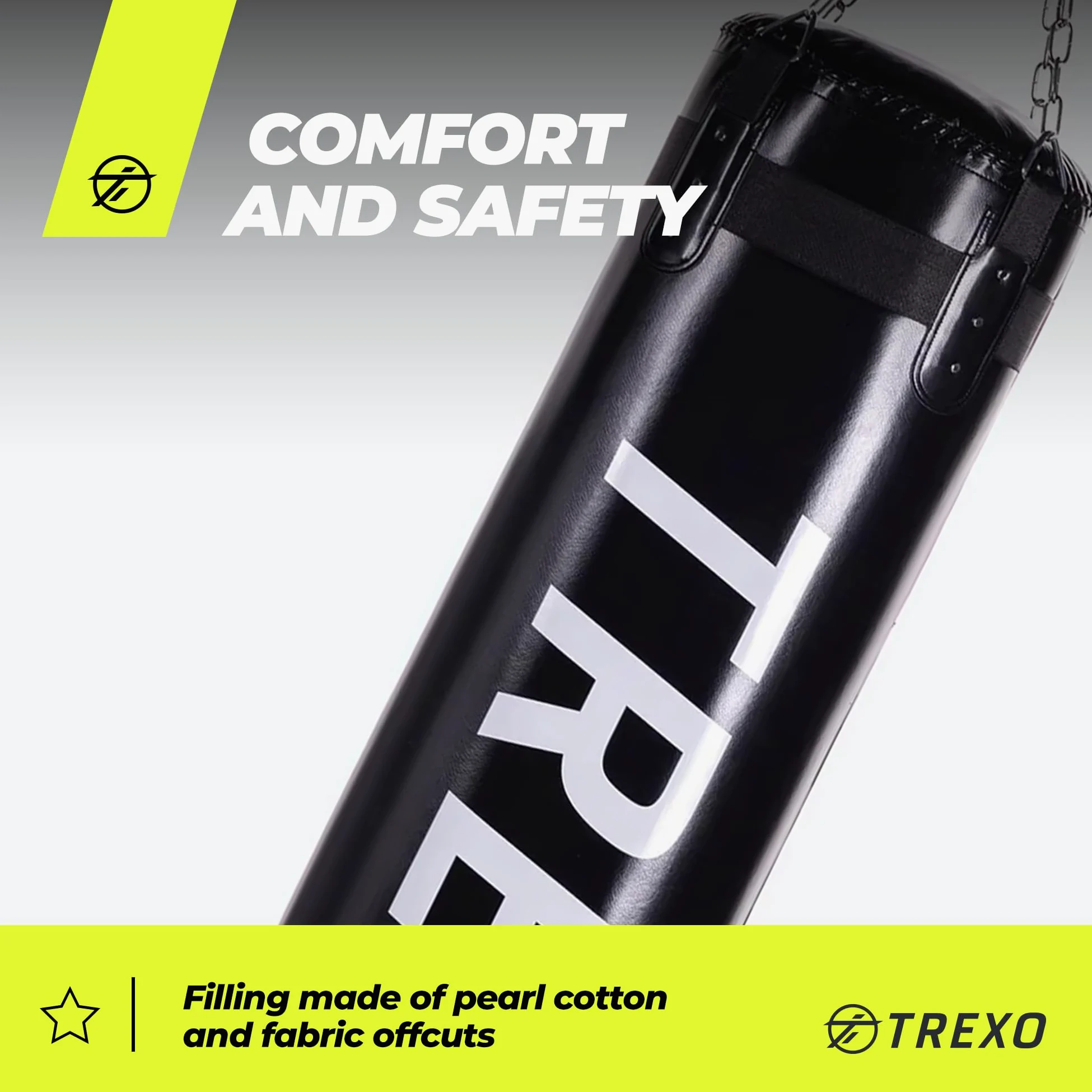 TREXO Saco de Boxeo 120|150 cm Piel PU Duradera Resistente al Desgaste Relleno con un Sistema de Absorción de Impactos Ideal para Entusiastas del Boxeo