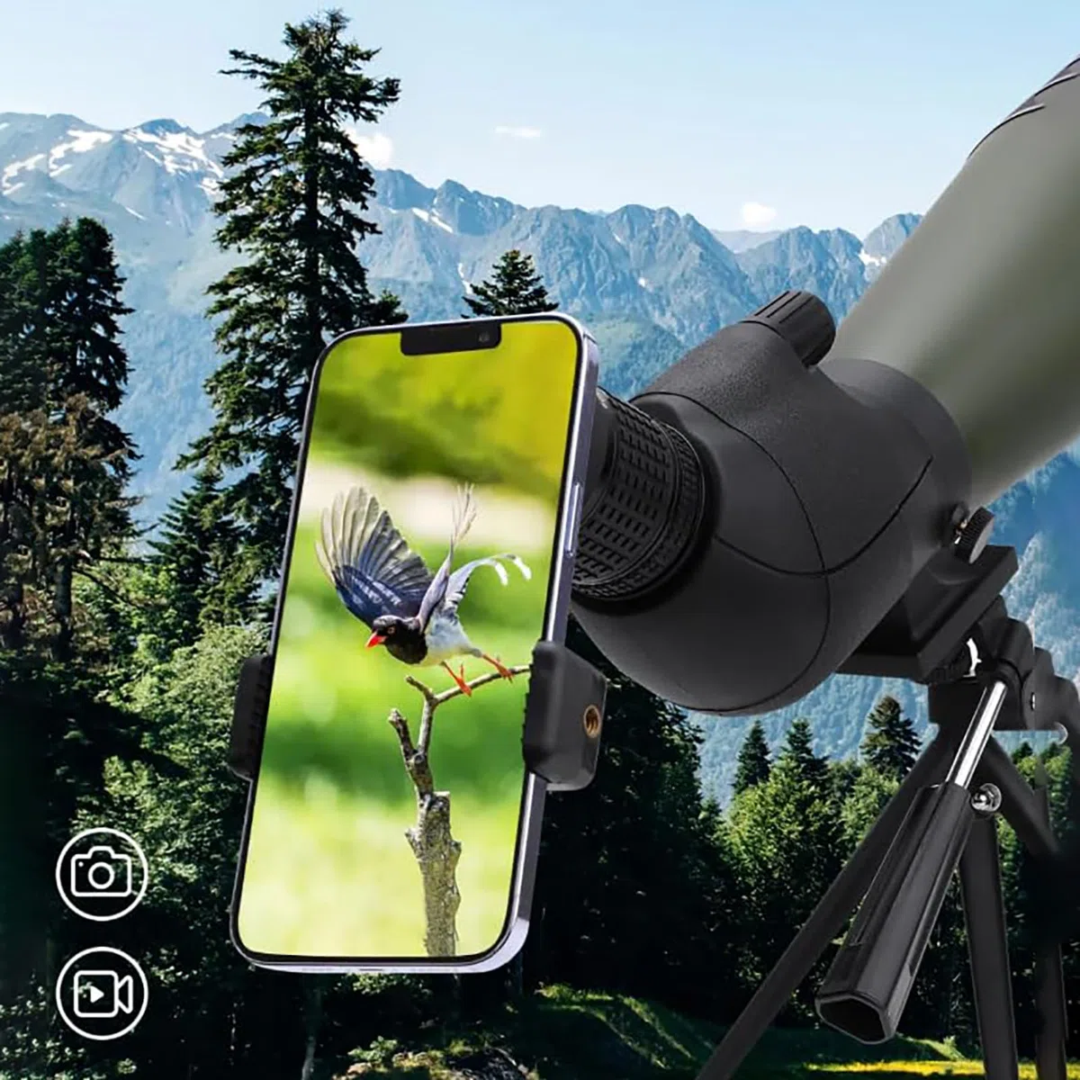 Bosco HD-7 con Lente De Zoom De 25-75x80 Mm,with Tripod, Carrying Bag,and Smartphone Adapter,Spectacle for Wildlife Observation, Shooting, Hunting, Bird Watching, Moon
