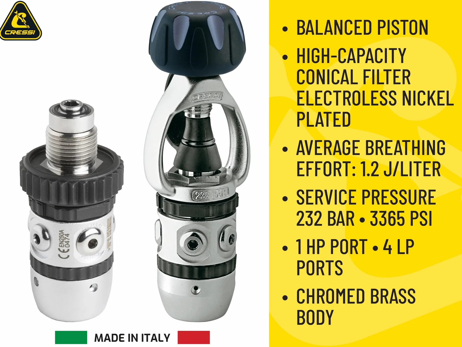 Cressi HY788051 - Set regulator de buceo XS COMPACT + AC2 DIN