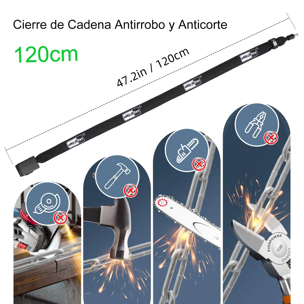 Candado de bicicleta con alarma de 120 cm, 110 dB, sistema de alarma para bicicleta eléctrica, motocicleta, candado con 2 mandos a distancia, 3 llaves, cable USB C, funda de silicona, funda