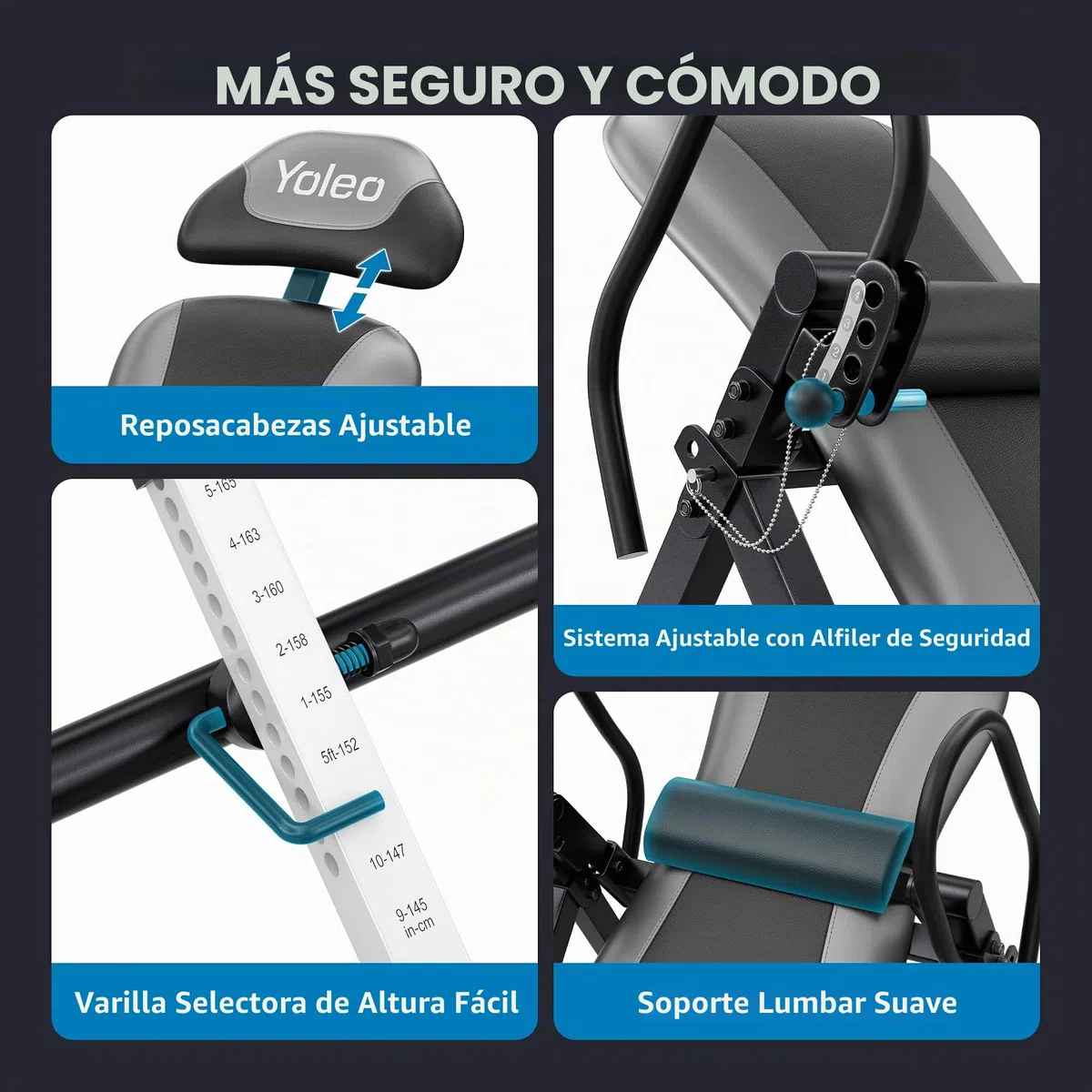YOLEO Gravity Tabla de inversión Plegable con Bloqueo de Seguridad, Entrenador de Gravedad con Soporte Lumbar para Terapia para aliviar el Dolor
