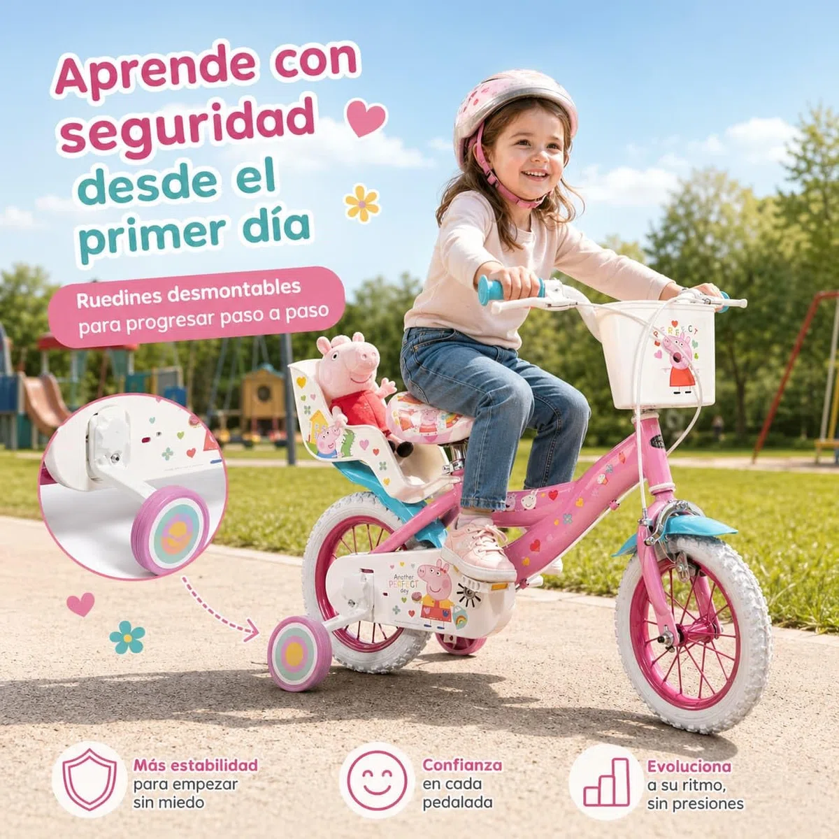 TOIMSA Bicicleta 12" Peppa Pig, Multicolor, Pequeño
