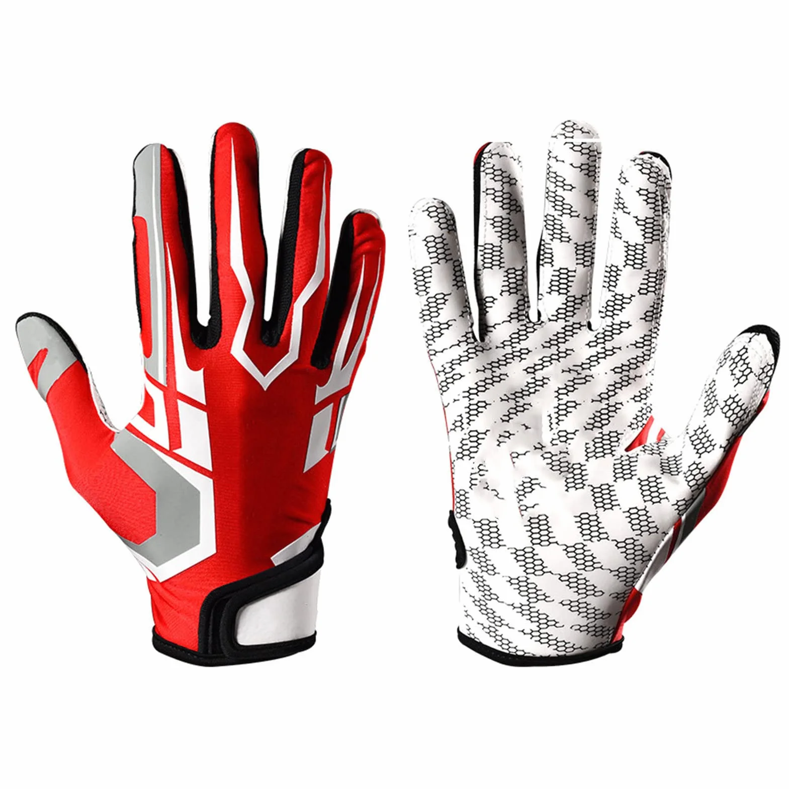 HERCHR Guantes de fútbol, ​​Guantes de bateo de béisbol sin resbalón para Receptor Abierto de fútbol Deportivo de Alto Agarre