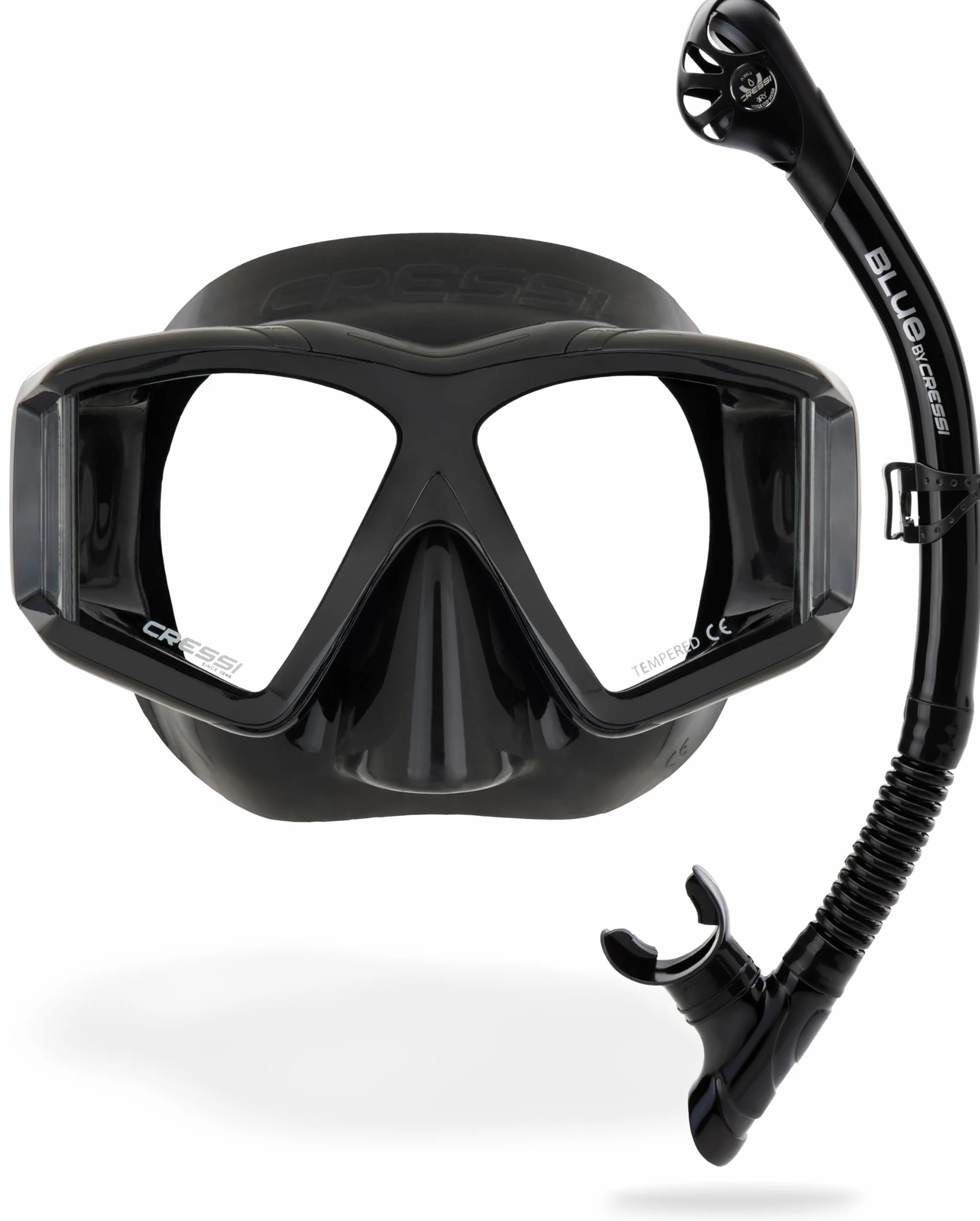 CRESSI Horizon - Mask Equiped with 4 Separate Tempered Glasses or Combo Set Mask + Snorkel Scilla Top Dry Sistem, Diving and Snorkeling with Uninterrupted Panoramic Vision