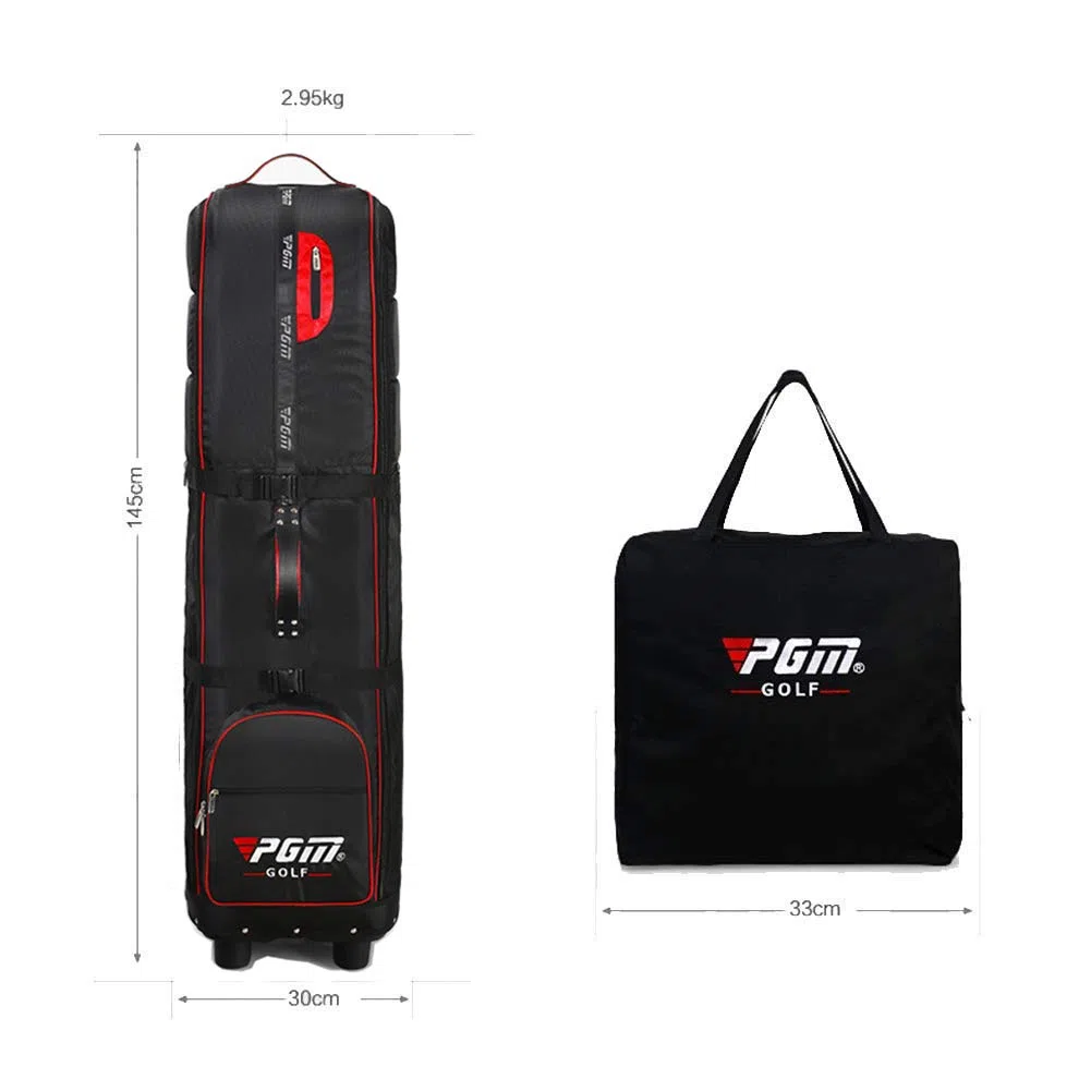 KOFULL Bolsas de Mano para Palos de Golf Bolsa de aviación de Golf Bolsa de Viaje Acolchada con Ruedas Plegable, Bolsa de Almacenamiento (Negro-Rojo)