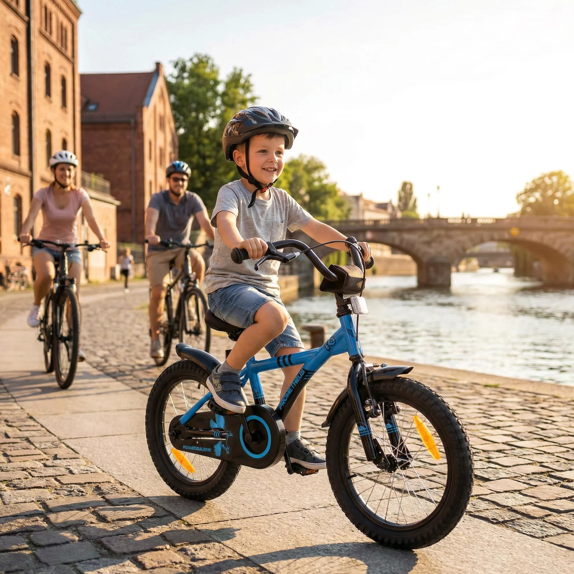 PROMETHEUS BICYCLES Bicicleta niño 5 años Bicicleta niña 16 Pulgadas 4-6 años - Bicicletas niños con ruedines - Bici niños Infantil y Freno contrapedal Azul