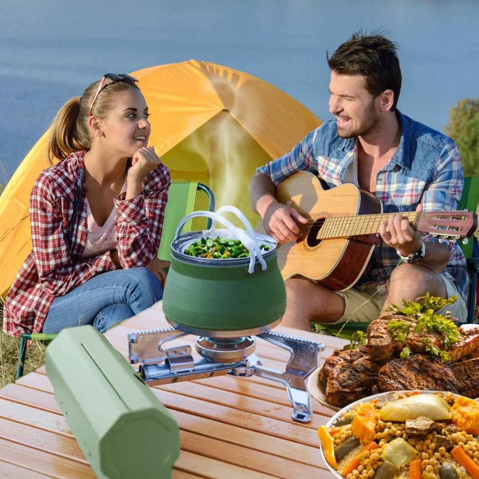 Pure 4Home - Camping Gas Portatil Plegable con Encendido | Hornillo Camping Compacto 2600W | Cocina de Gas Portátil Butano | Compatible Cartucho Universal | Ideal Caravanas, Emergencias, Exterior
