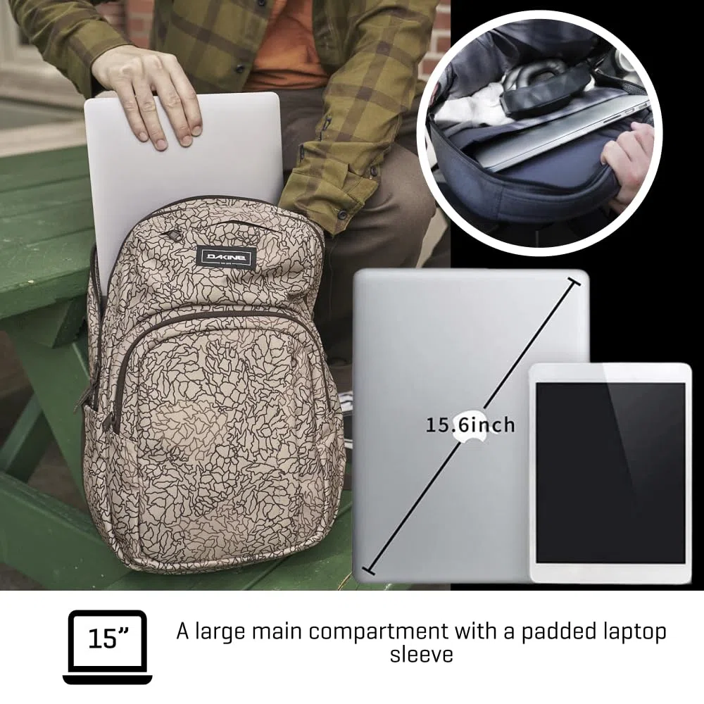 Dakine Mochila Campus M grande, 25 litros, mochila resistente con compartimento para el portátil y respaldo acolchado Mochila para la escuela, la oficina, la universidad y salidas de un solo día