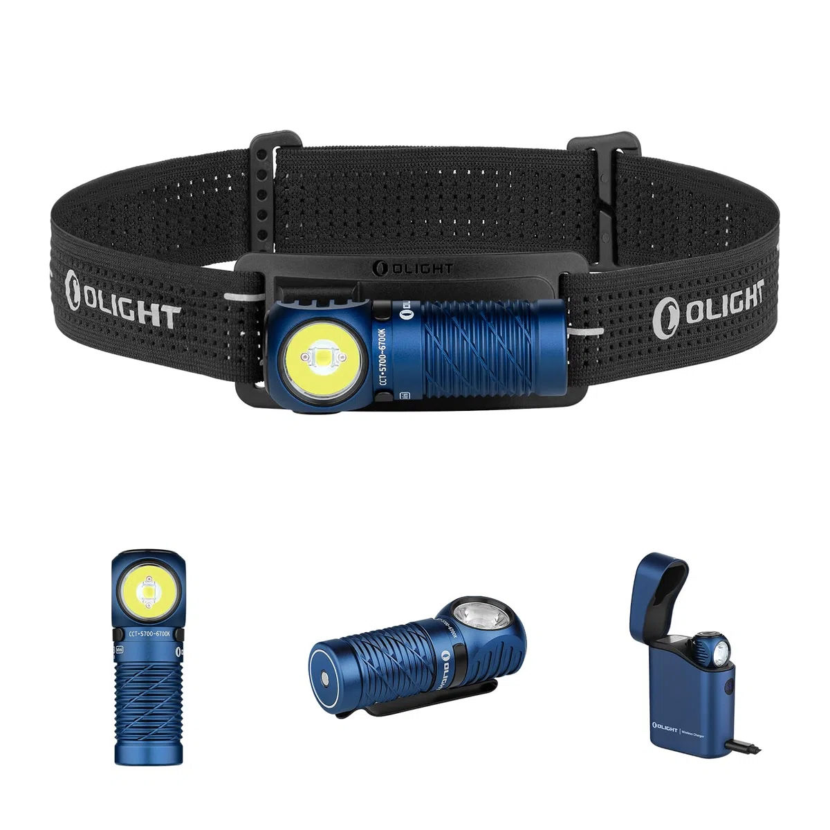 OLIGHT Perun 3 Mini Kit Linterna Frontal LED Recargable de Ángulo Recto Combinando Blanco y Rojo Práctica y Funcional 1250 Lumens 155 Metros 60 Días Máx Para la Pesca al Aire Libre (Azul Oscuro)