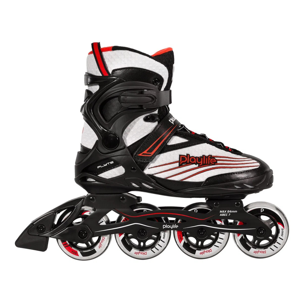 Playlife Patines en línea Flyte Black 84, negro/blanco, unisex, para hombre y mujer, ruedas de 84 mm/82 A, rodamientos ABEC 7, n.º 880267