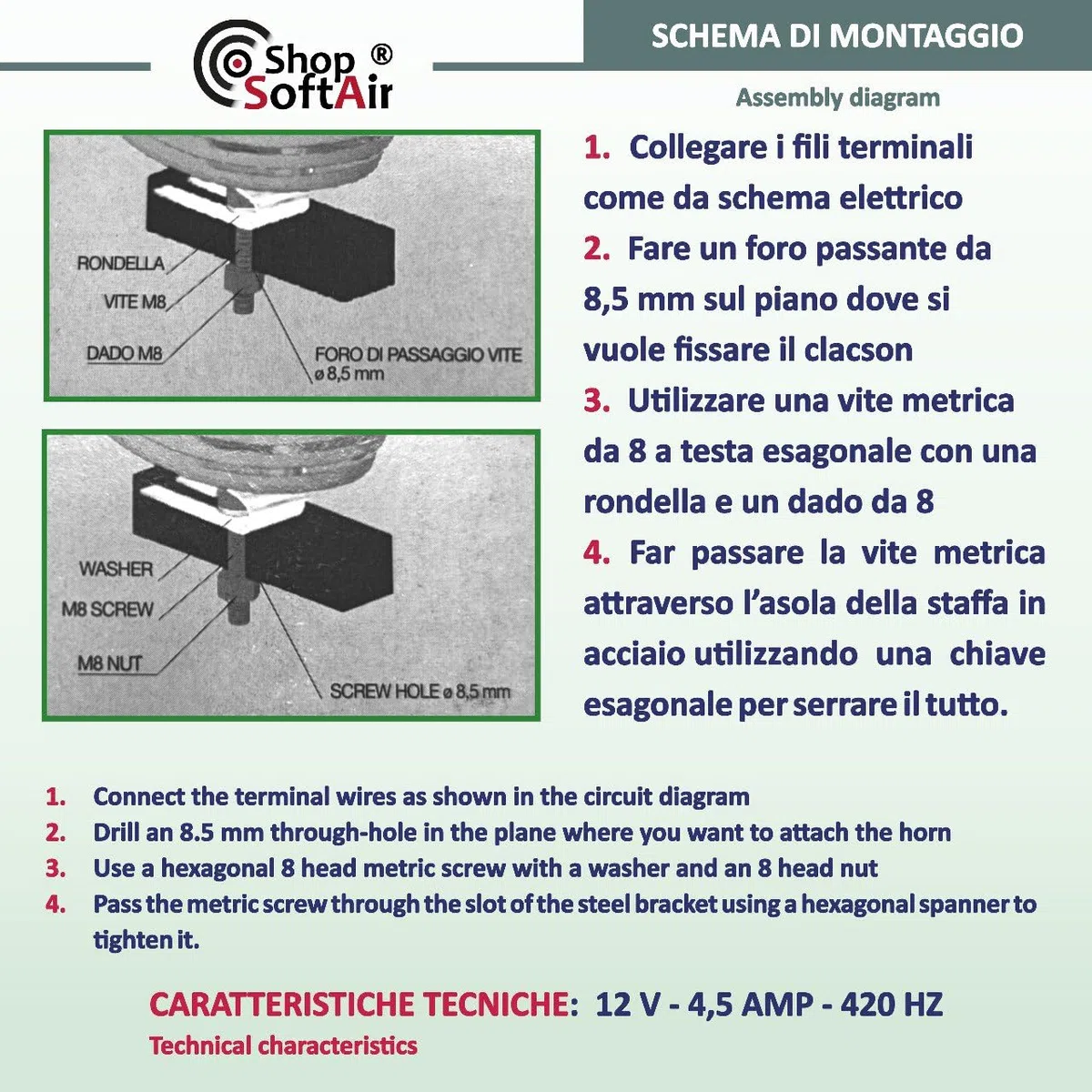 Bocina eléctrica náutica negra o blanca 12 V ABS para barco o bote inflable con soporte y tornillos de acero inoxidable (sirena Quad negra)