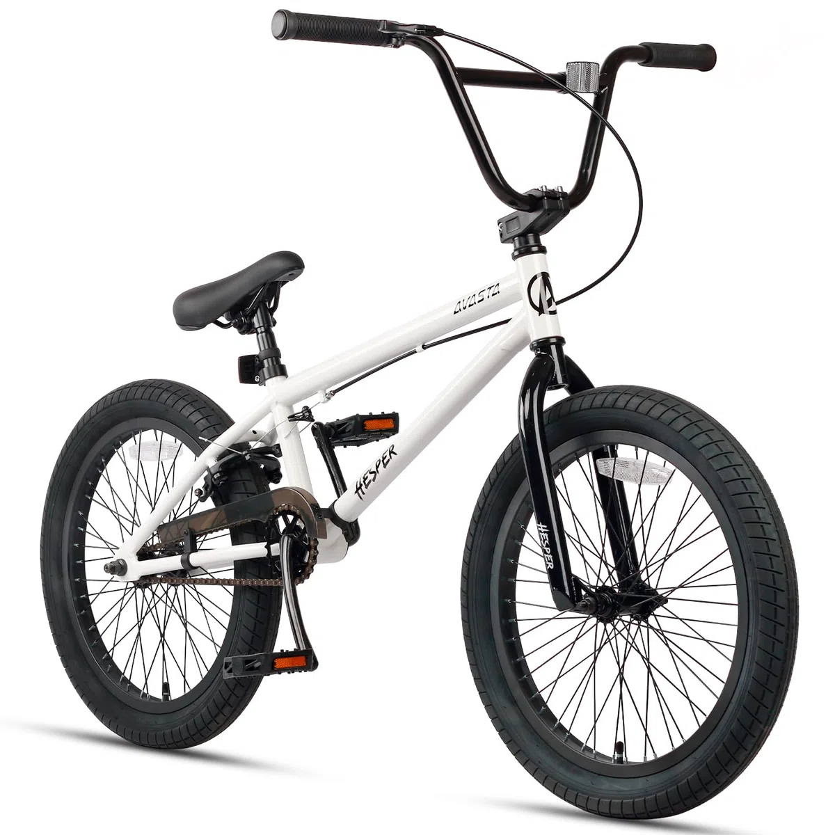 AVASTA Hesper Bicicleta infantil de 20 pulgadas Freestyle BMX para 6, 7, 8, 9, 10, 11, 12, 13, 14 años, niños y principiantes, blanco