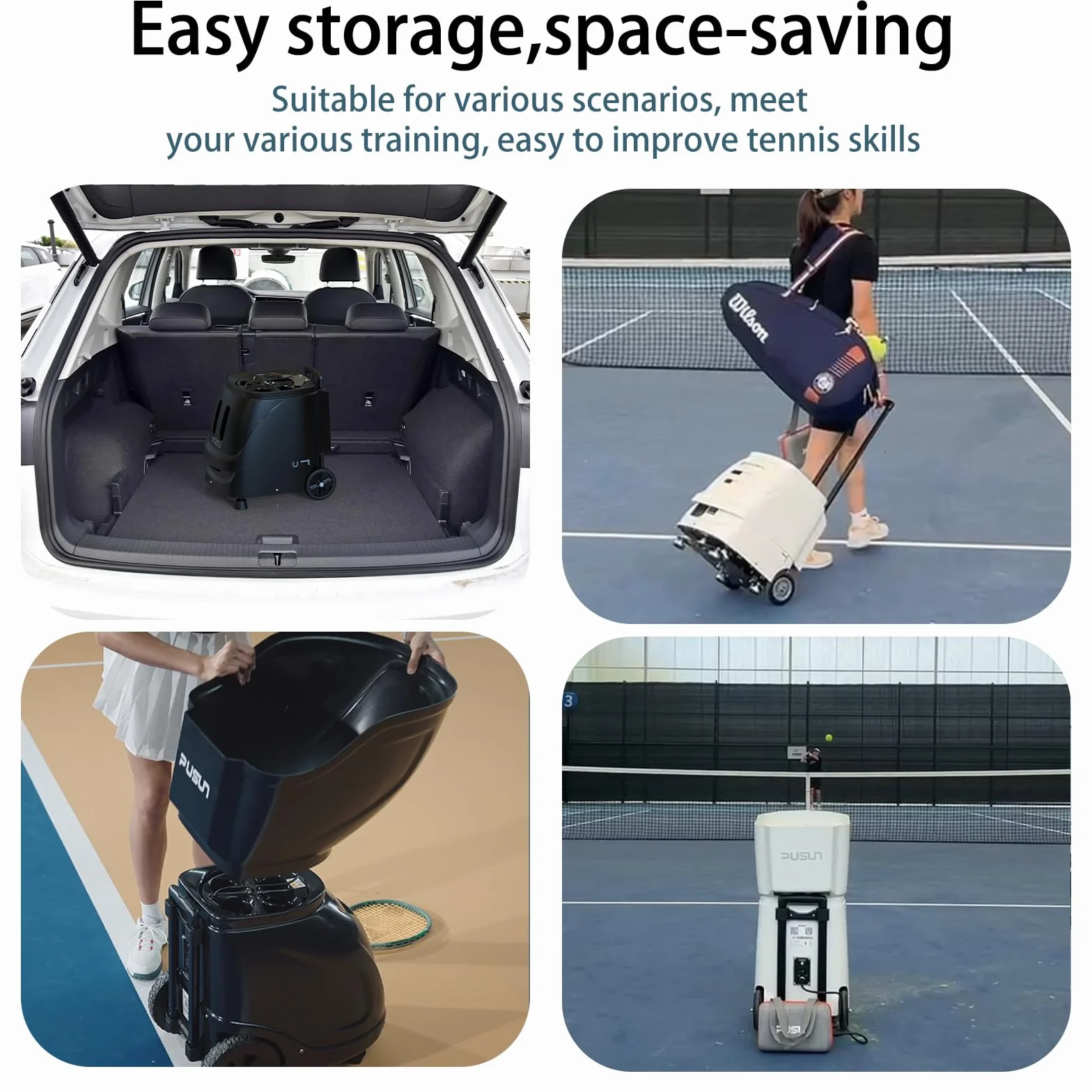 PUSUN Padel-Smart Pro-Máquina Lanzapelotas de Pádel Profesional | Simulación de Rotación Interna | Control App Remoto | 20 Puntos 12 Modos de Entrenamiento | 4-6 Horas de Batería