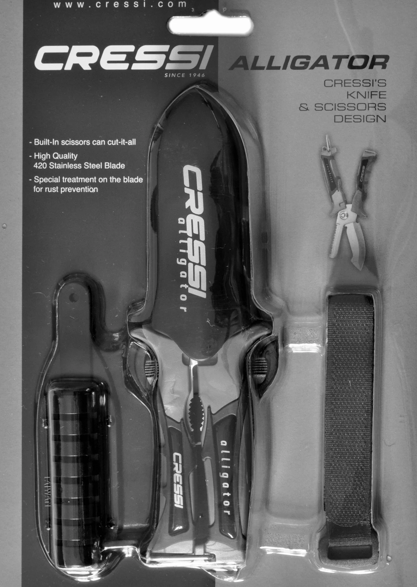 Cressi Alligator– Cuchillo-Tijera de Buceo, 17,5 cm