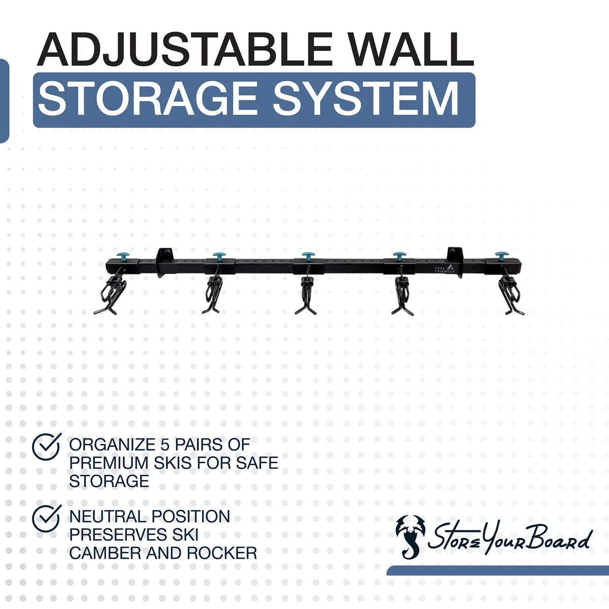 StoreYourBoard Omni - Estante de Almacenamiento de Pared para esquí y Snowboard | Soporte de Pared de esquí para el hogar y el Garaje